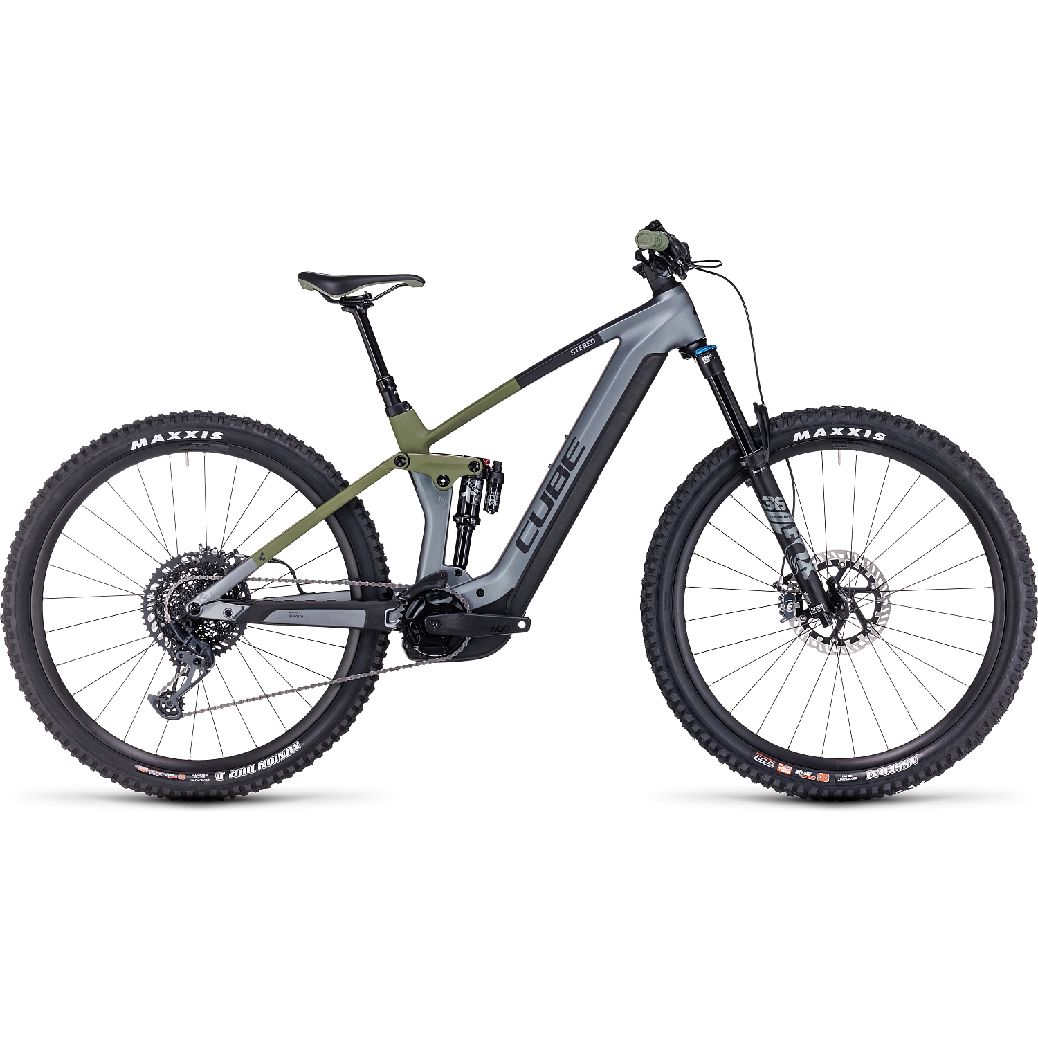 Picture of CUBE STEREO HYBRID 140 HPC TM 750 - Carbon Electric Mountainbike - 2023 - flashgrey / olive