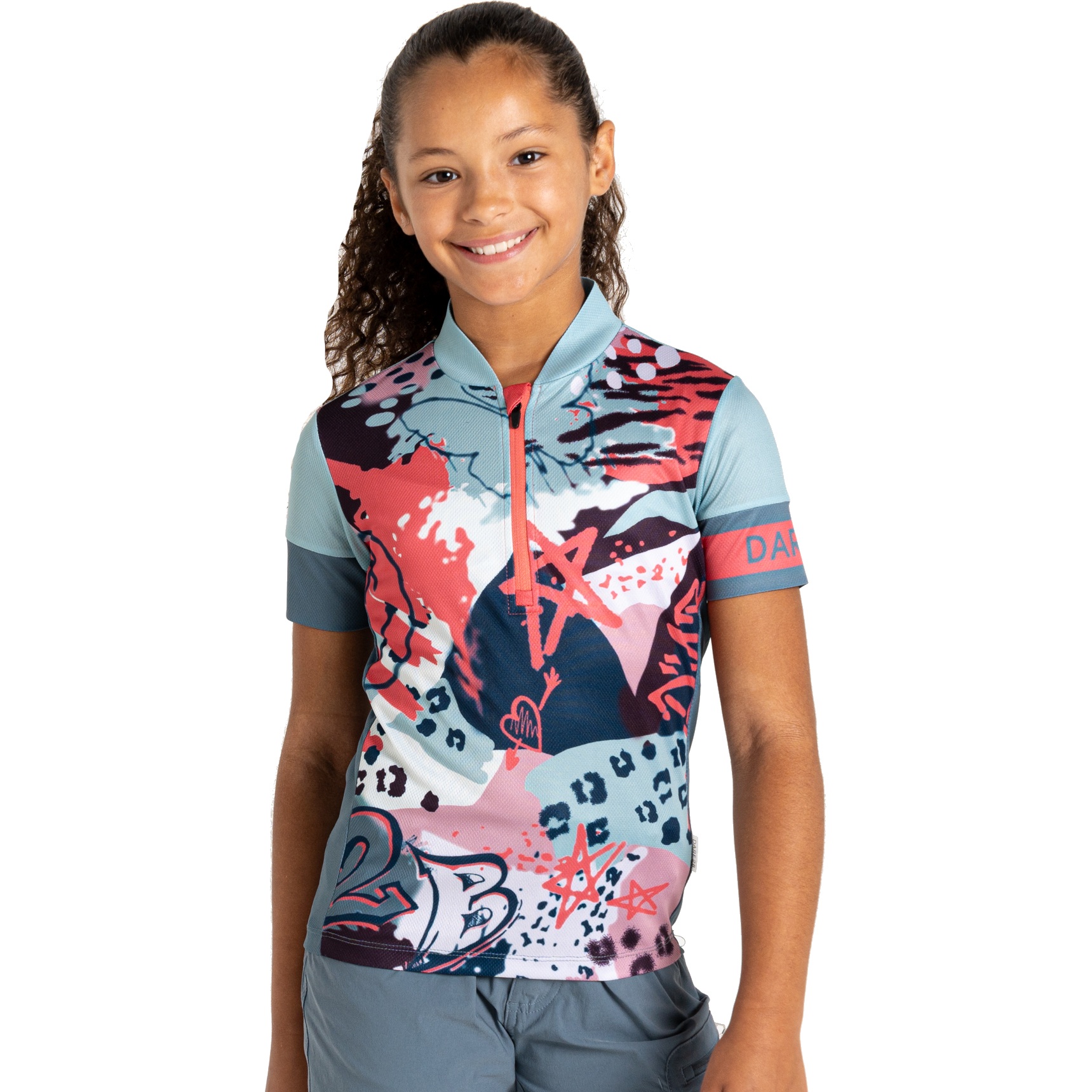 Photo produit de Dare 2b Maillot Vélo Enfants - Speed Up III - 3A4 Aquifer Graffiti Print