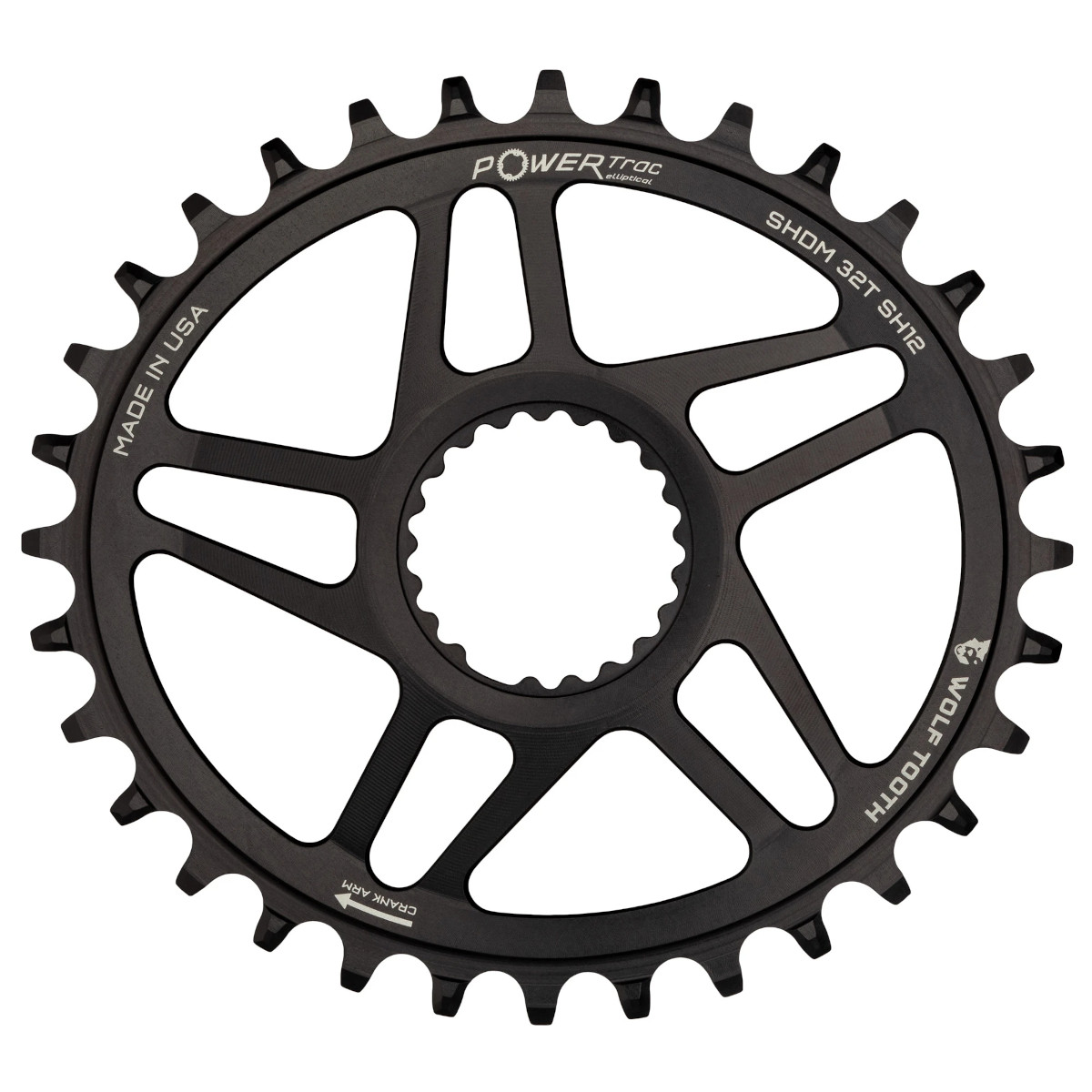 Picture of Wolf Tooth Ellliptical Drop Stop Narrow-Wide Chainring - Direct Mount - Shimano HG+ - black