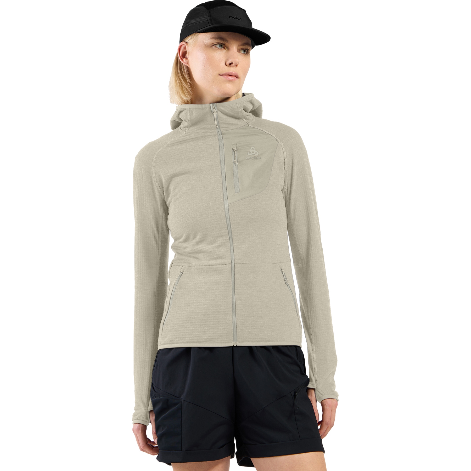 Productfoto van Odlo Ascent Mid Layer met Capuchon Dames - agate gray