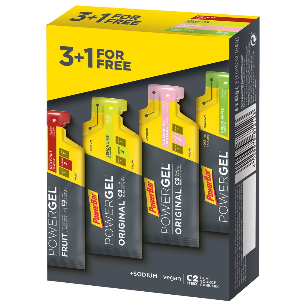Picture of Powerbar PowerGel Multiflavour Pack - with Carbohydrates - 3 + 1 free (á 41g)