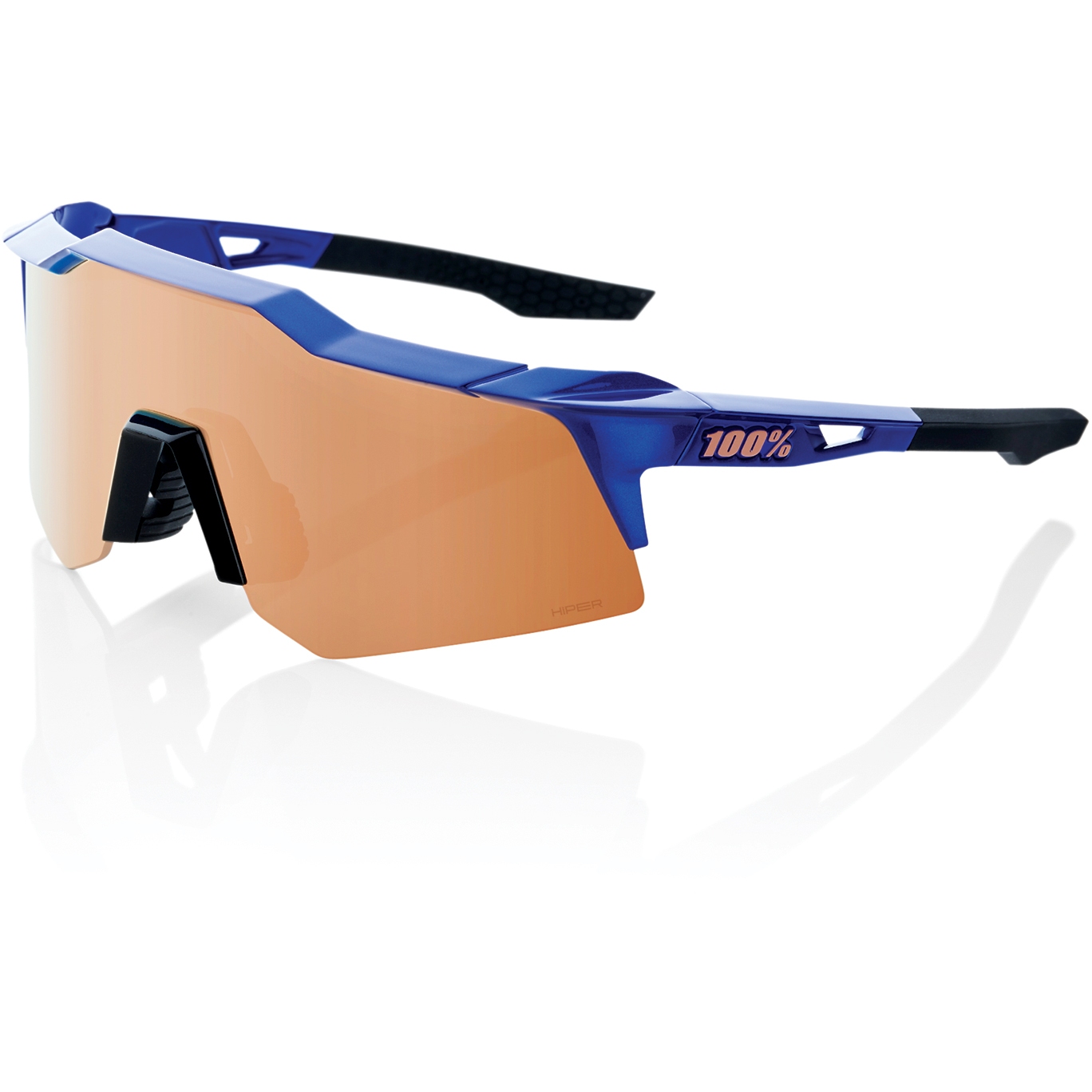 Productfoto van 100% Speedcraft XS Glasses - HiPER Mirror Lens - Gloss Cobalt Blue / Copper + Clear