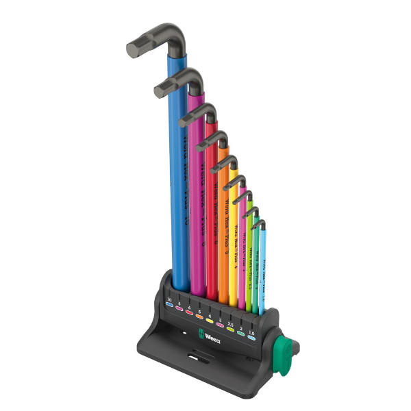 Produktbild von Wera 950/9 Hex-Plus Multicolour 3 Winkelschlüsselsatz, 9‑teilig
