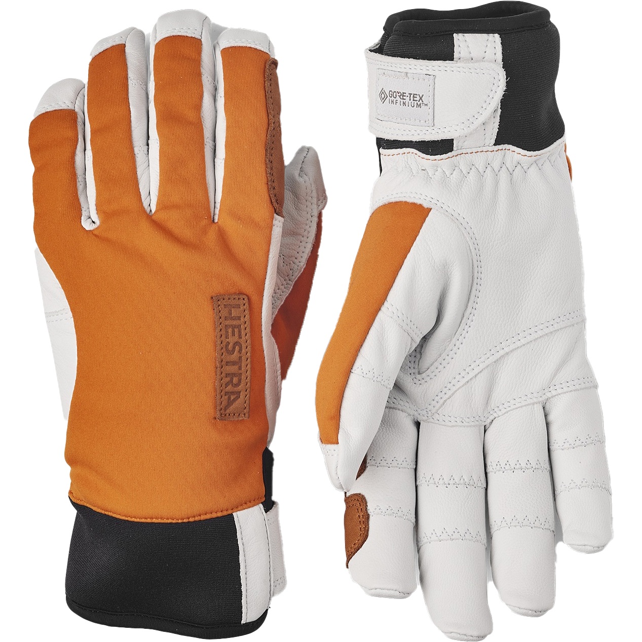 Picture of Hestra Ergo Grip Active Wool Terry - 5 Finger Outdoor Gloves - orange/offwhite
