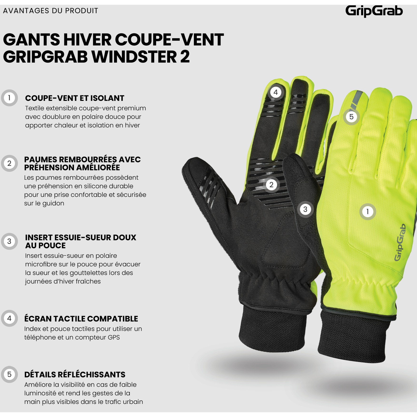 Gants, polaire, fonction tactile, inserts réfléchissants, Gants & bonnet