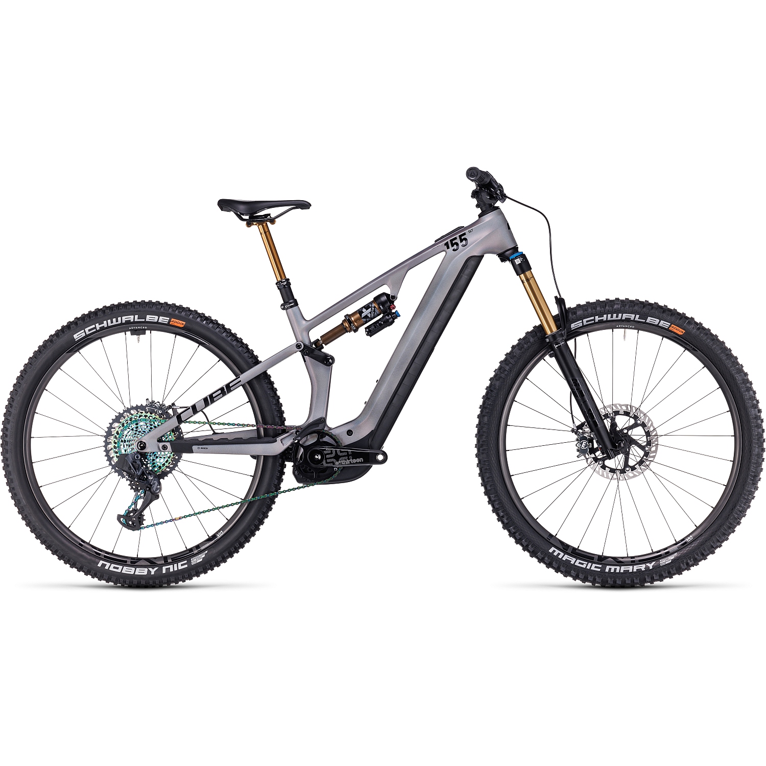 Produktbild von CUBE STEREO HYBRID ONE55 C:68X SLT 750 - 29&quot; Carbon E-Mountainbike - 2024 - prizmsilver / carbon