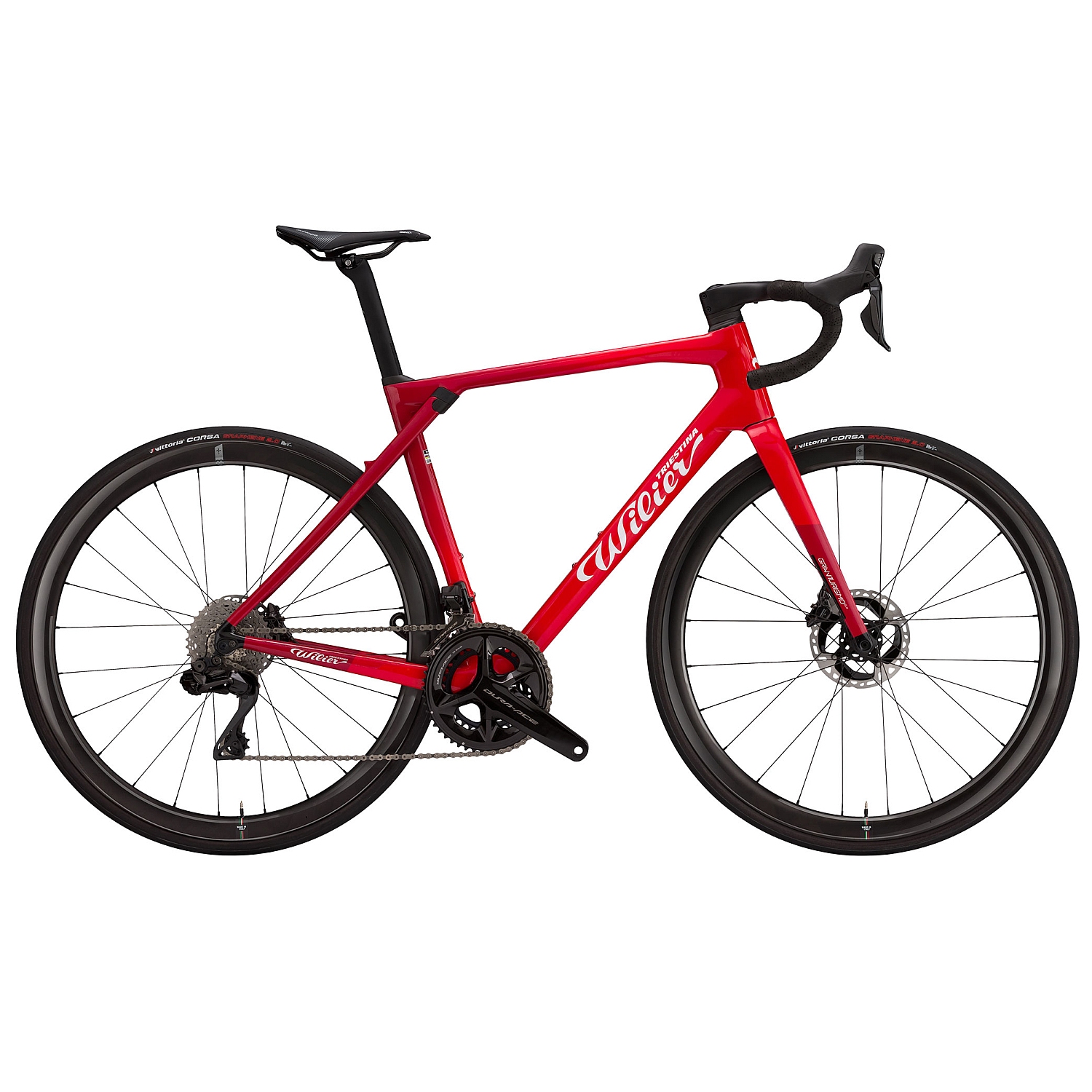Productfoto van Wilier GRANTURISMO SLR - Force AXS SLR38KC - Carbon Roadbike - 2023 - faded red / white glossy