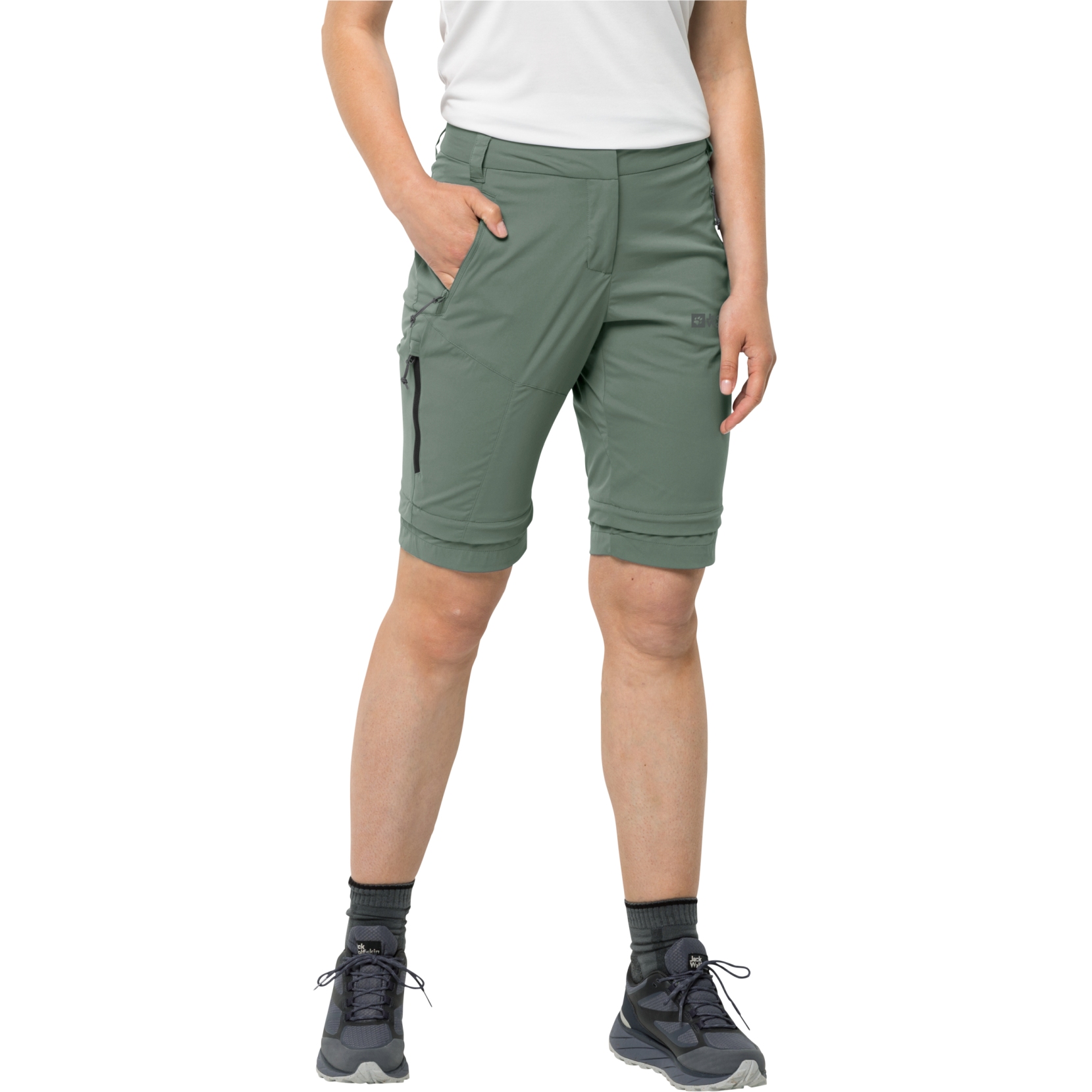 Jack Wolfskin Womens Activate Light 3/4 Walking Trousers (Picnic Green)