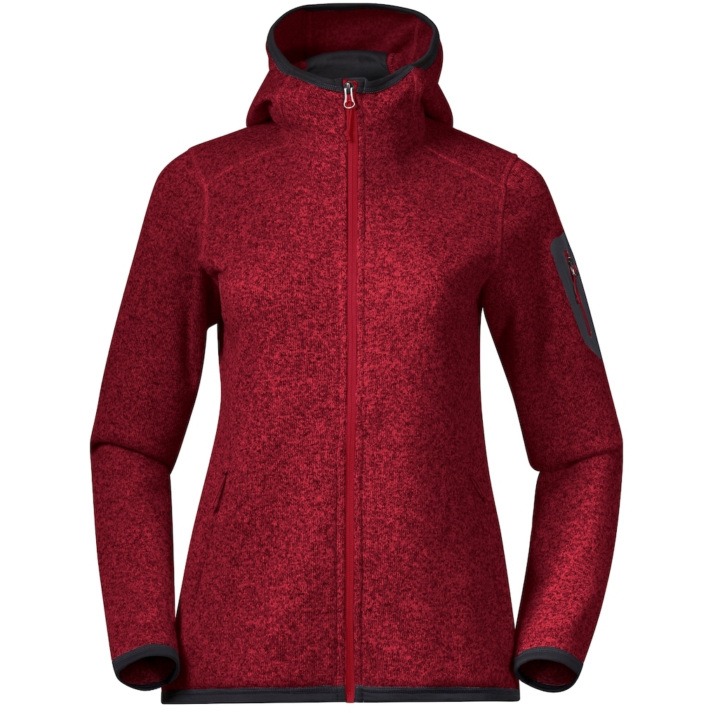 Picture of Bergans Kamphaug Knitted Women&#039;s Hoodie - chianti red