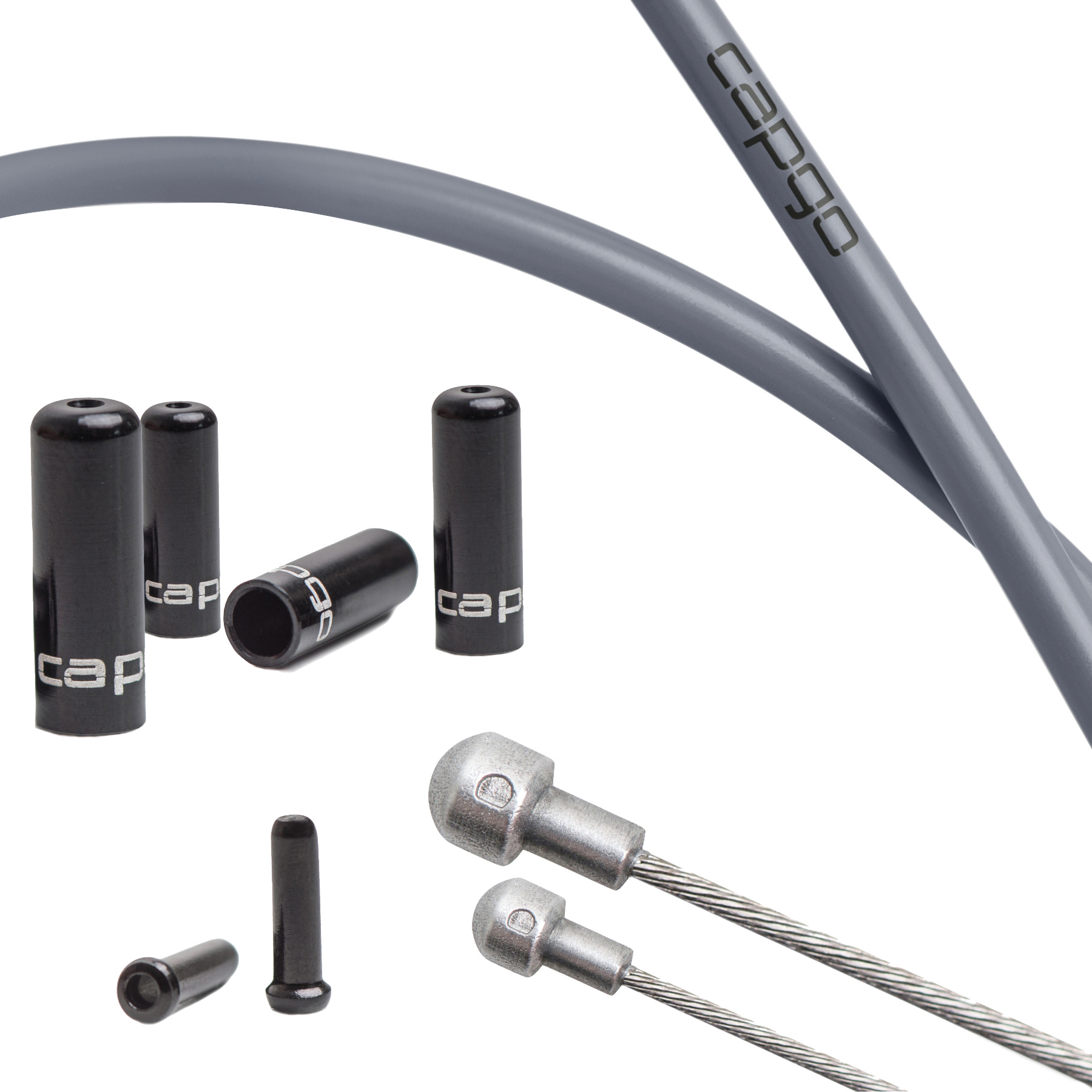 Productfoto van capgo Blue Line Brake Cable Set - Stainless Steel - PTFE - Shimano/SRAM Road - grey