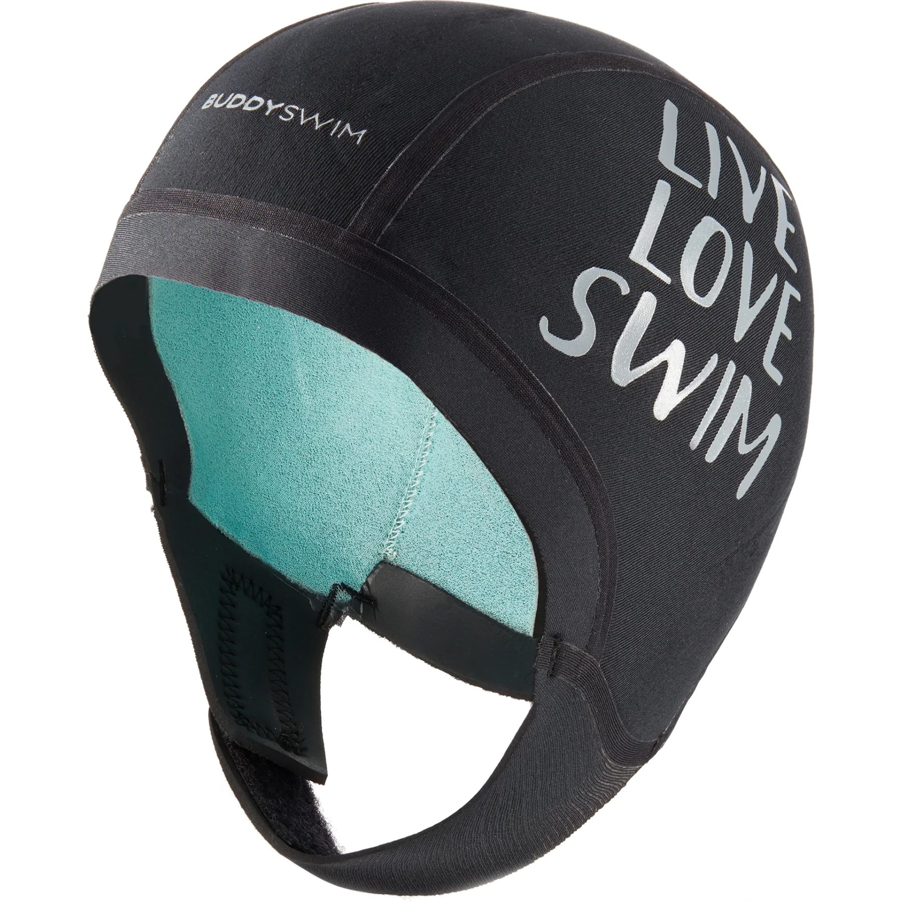 Produktbild von Buddyswim LIVE LOVE SWIM Neopren Schwimmkappe - schwarz