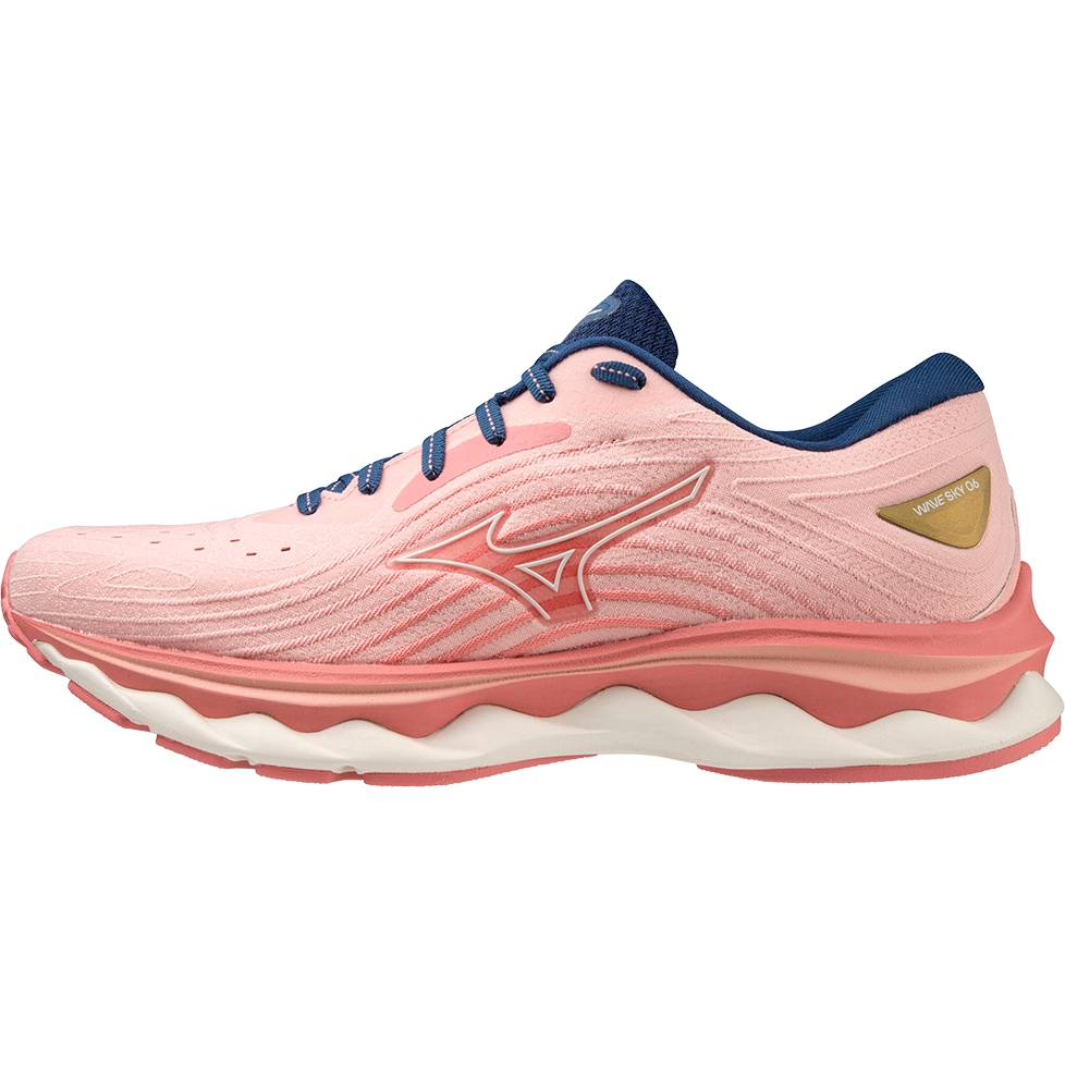 Picture of Mizuno Wave Sky 6 Running Shoes Women - Peach Bud / Vaporous Gray / Estate Blue