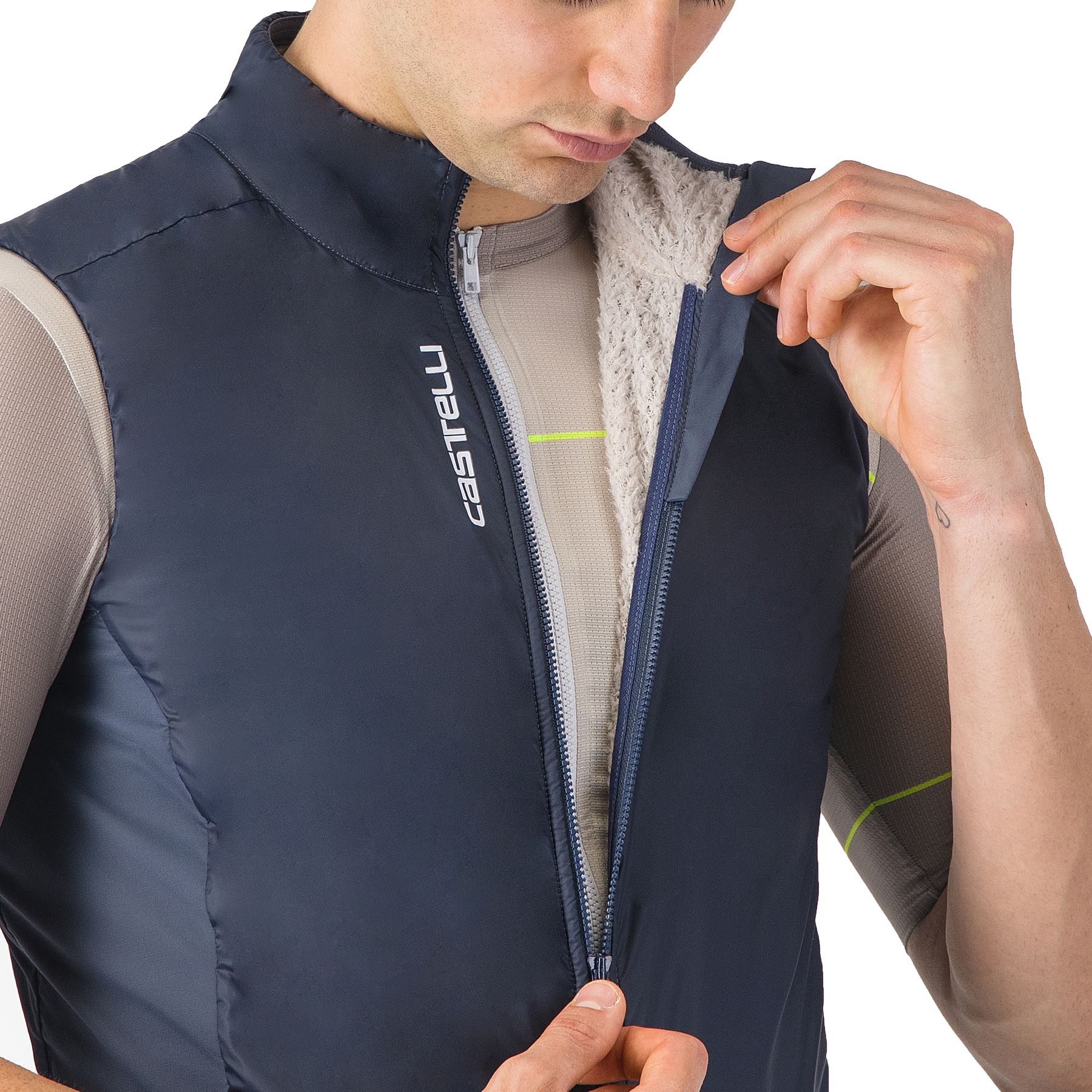 Gilet Cyclisme SUGOI Homme Taille S – Bleu, Maille Ventilée, Réfléchissant, Fermeture éclair Complète