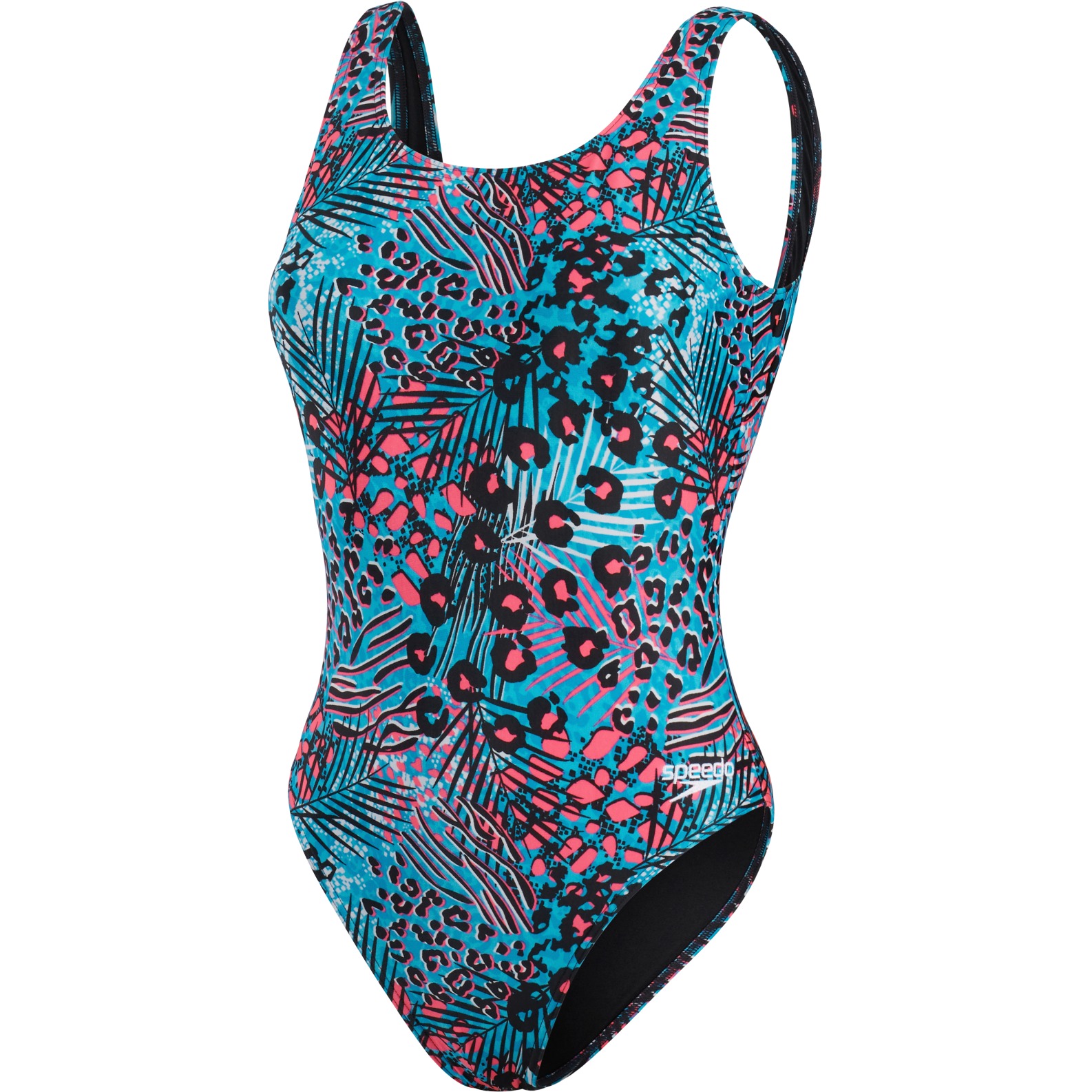 Picture of Speedo Allover Deep U-Back Bathing Suit Women - black/hypersonic/pool/fluo pink/white