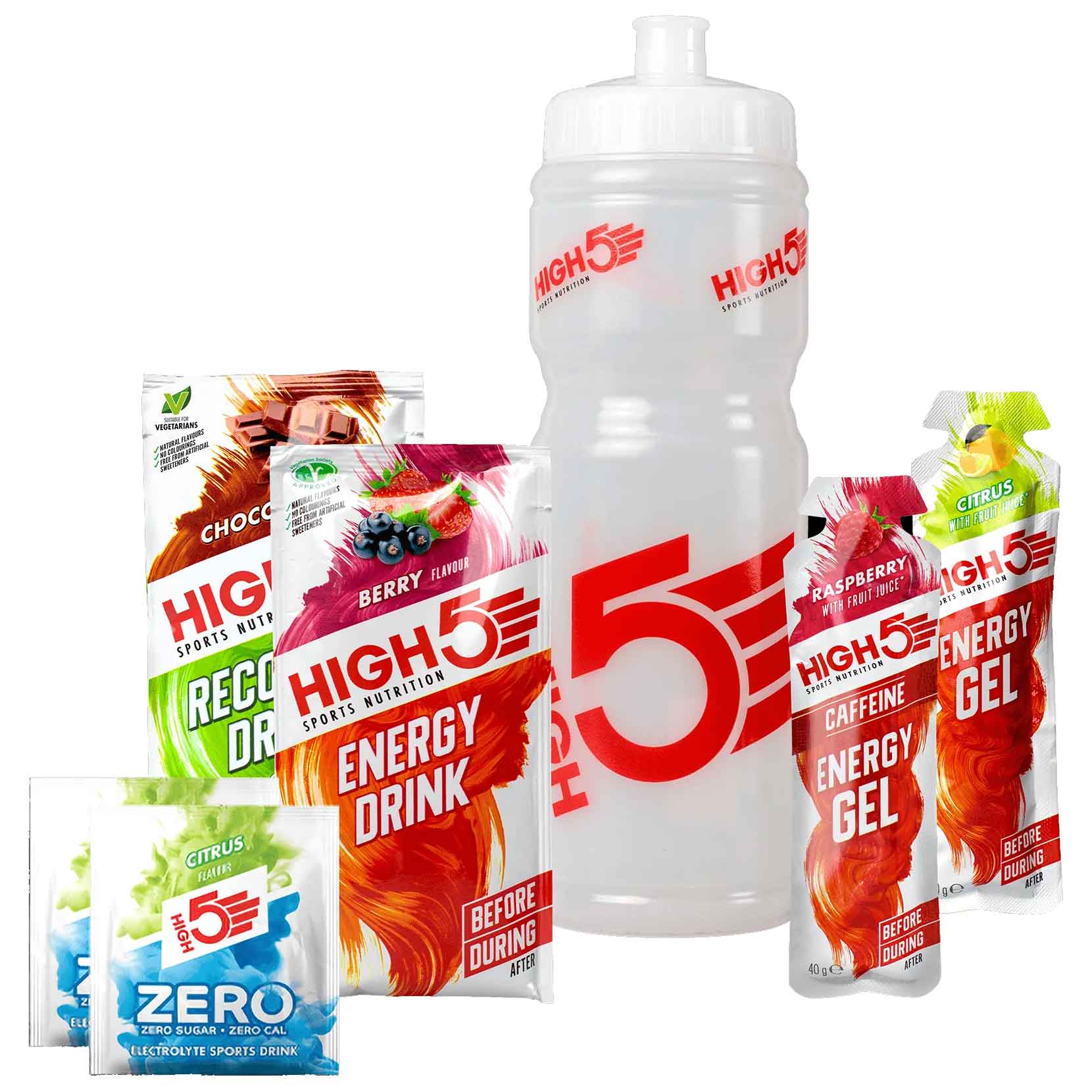 Produktbild von High5 Starter Nutrition Pack - Testpaket + Trinkflasche 750ml
