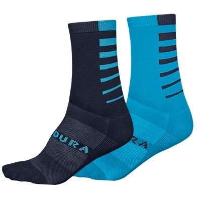 Image of Endura Coolmax® Stripe Socks (Twin Pack) - electric blue