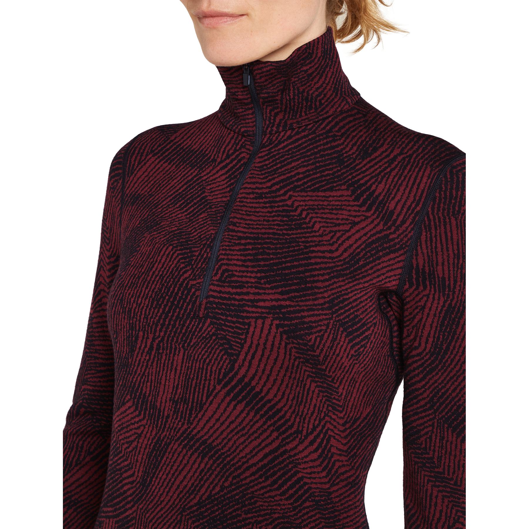 Icebreaker Merino 260 Vertex Long Sleeve Half Zip Thermal Top Frozen Forms  Women Black/Port