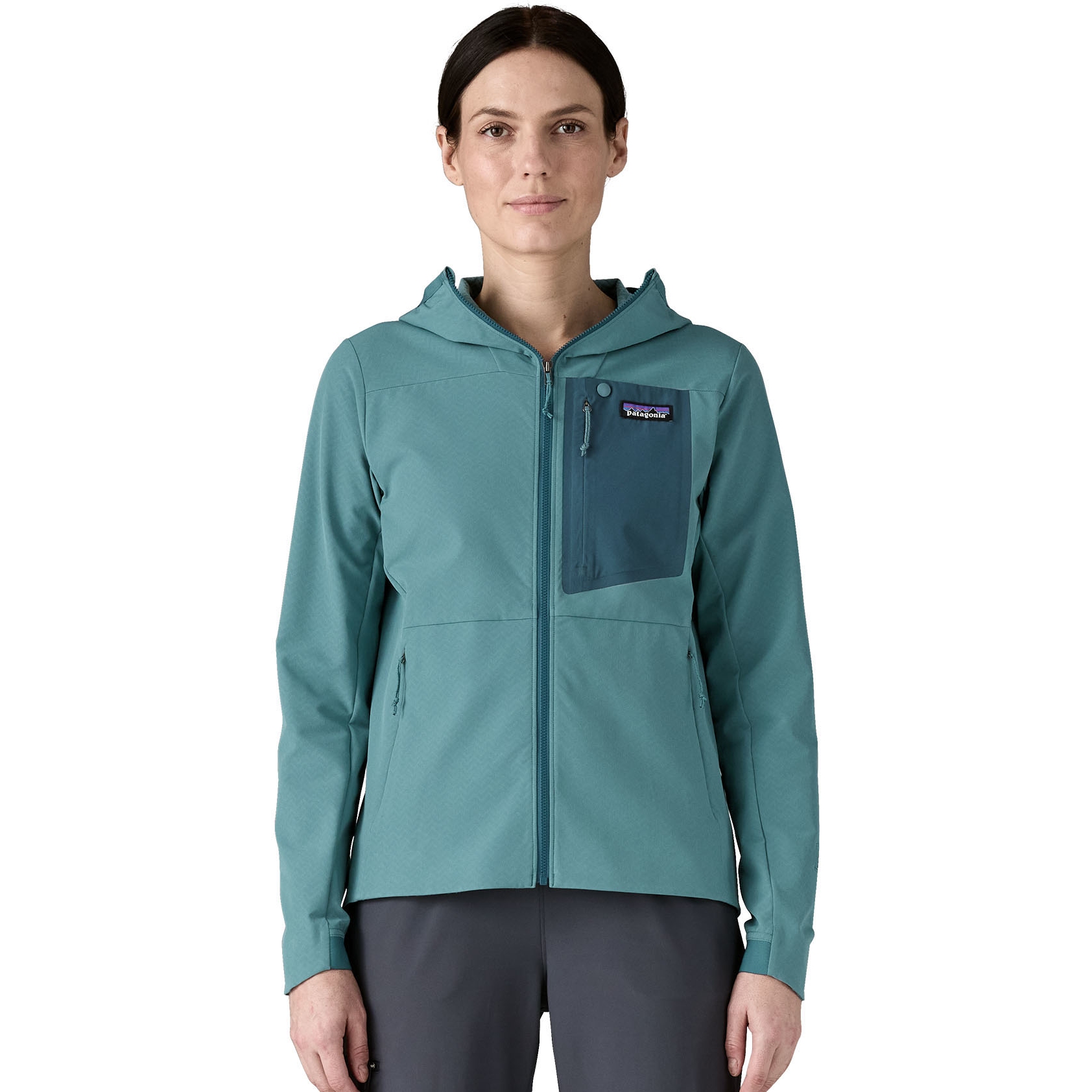 Produktbild von Patagonia R1 CrossStrata Kapuzenjacke Damen - Wetland Blue
