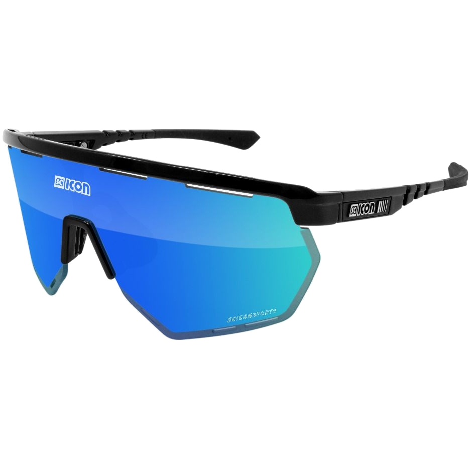 Produktbild von Scicon Aerowing Brille - Black Gloss / SCNPP Multimirror Blue + Clear