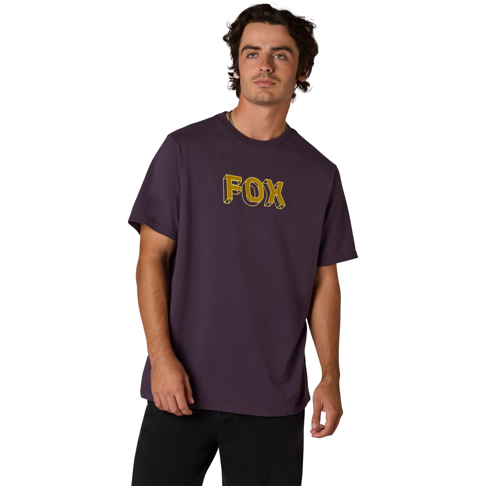 Мужская оригинальная футболка с коротким рукавом FOX Image Print 195 - сливово-фиолетовый