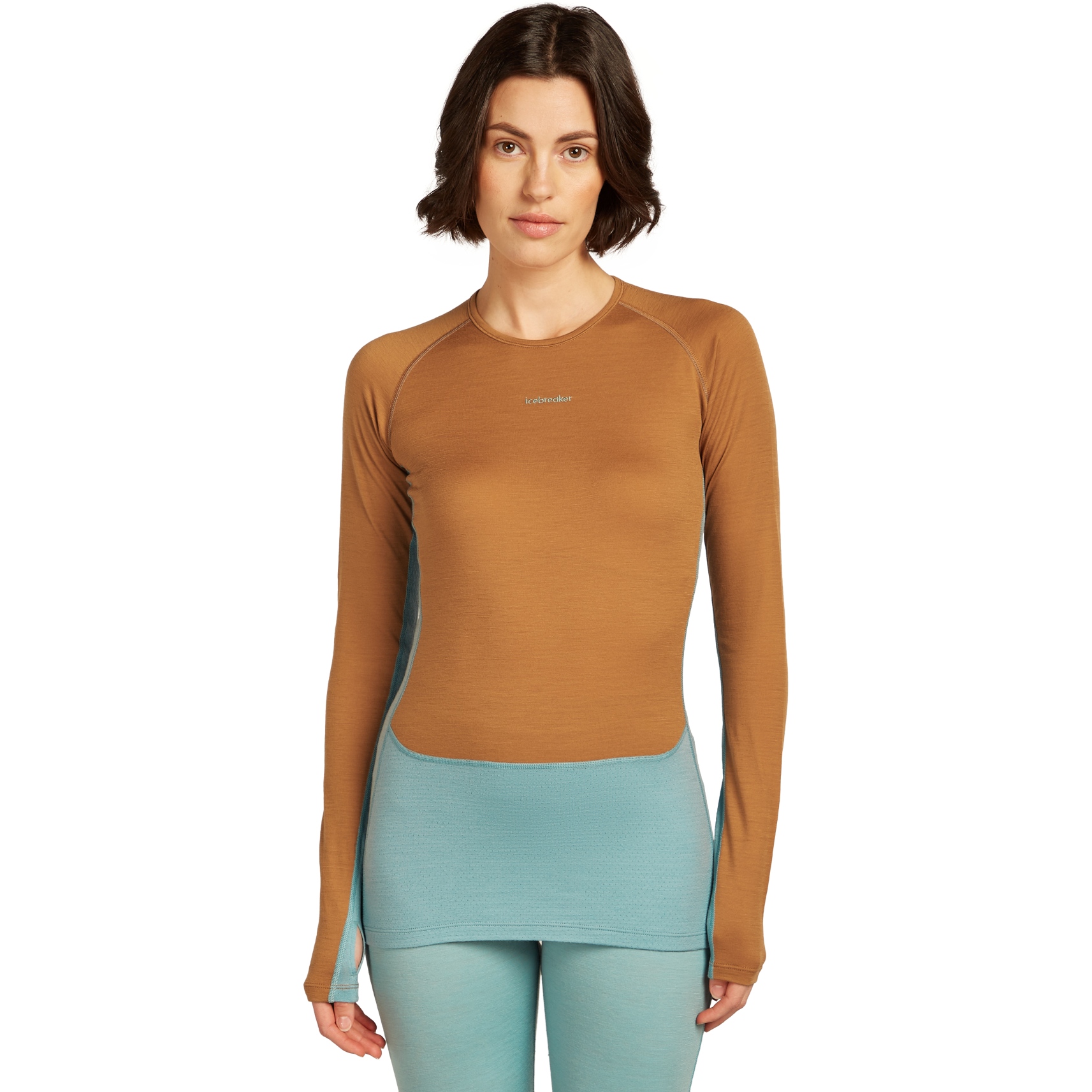 Produktbild von Icebreaker Merino 200 ZoneKnit™ Thermo-Langarmshirt mit Rundhalsausschnitt Damen - Hydro/Trail