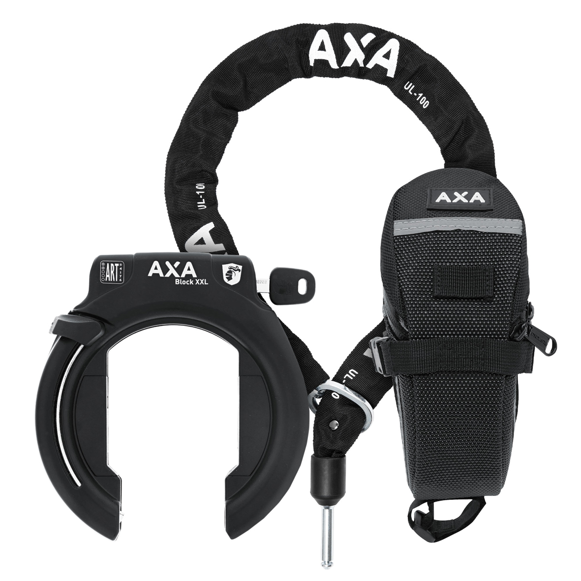 Produktbild von AXA Block XXL Rahmenschloss + ULC 100 Kettenschloss + Satteltasche - schwarz