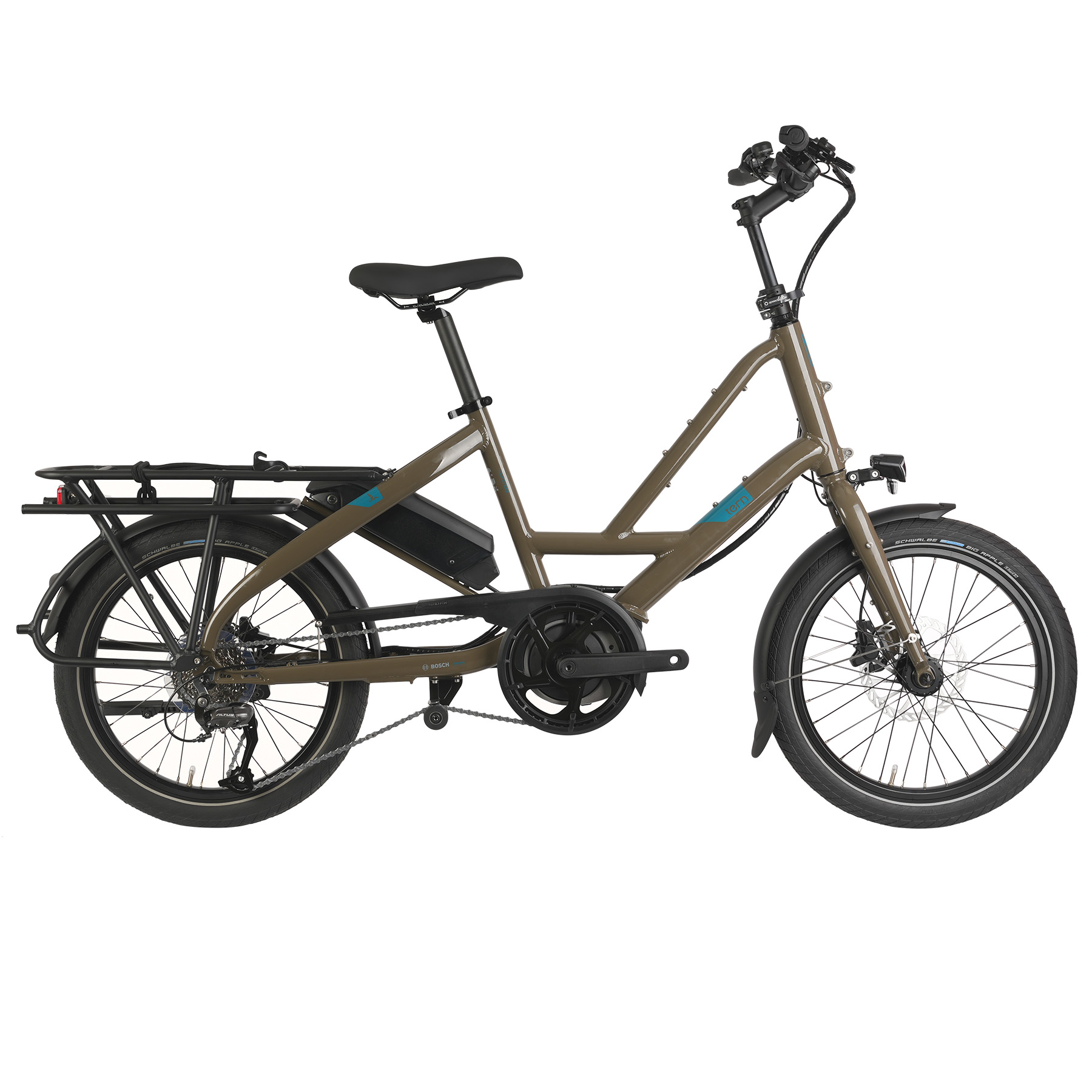 Photo produit de Tern Vélo Cargo Électrique 20&quot; - Quick Haul P9 - 2025 - brown grey / winter moss