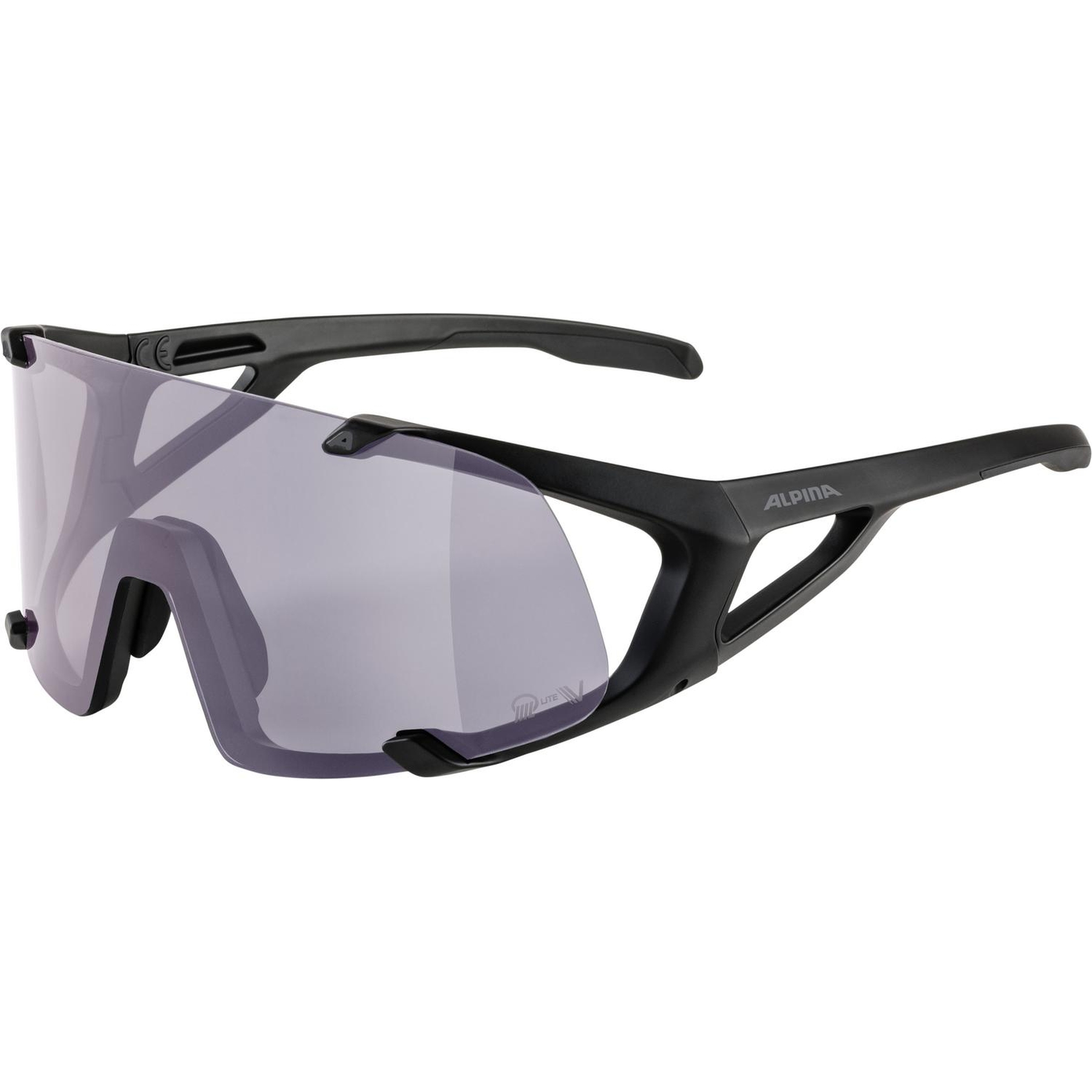 Produktbild von Alpina Hawkeye Q-Lite V Brille - black matt/Quattroflex Lite Varioflex Purple