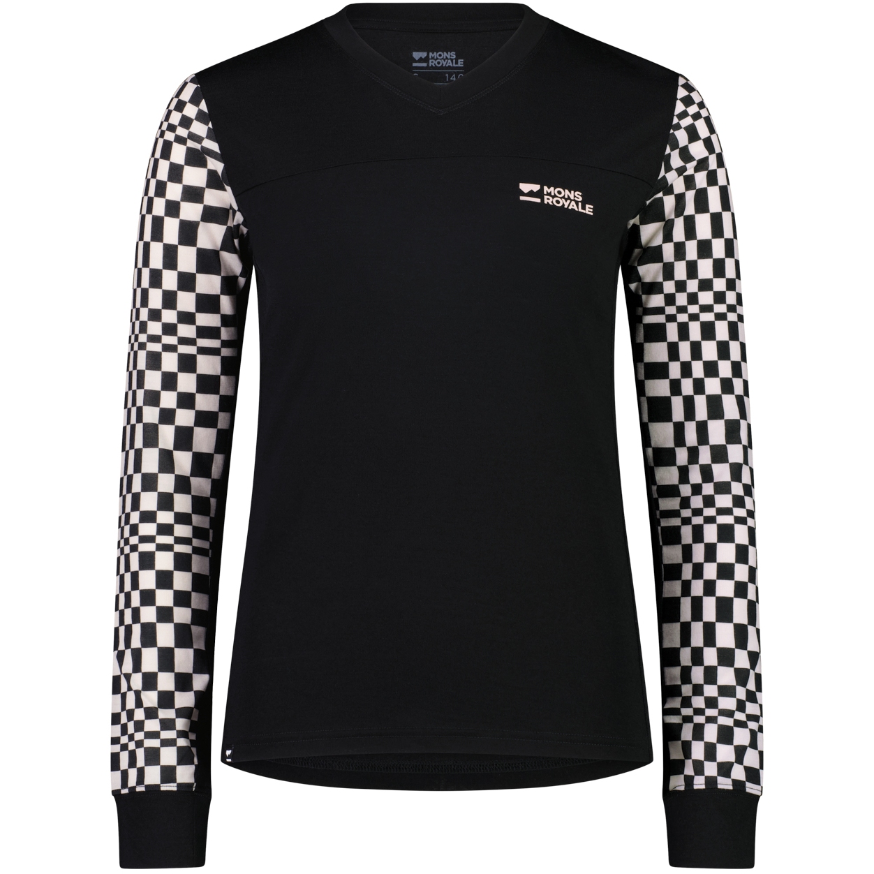 Picture of Mons Royale Redwood Merino Air-Con V Longsleeve Women - checkers / black