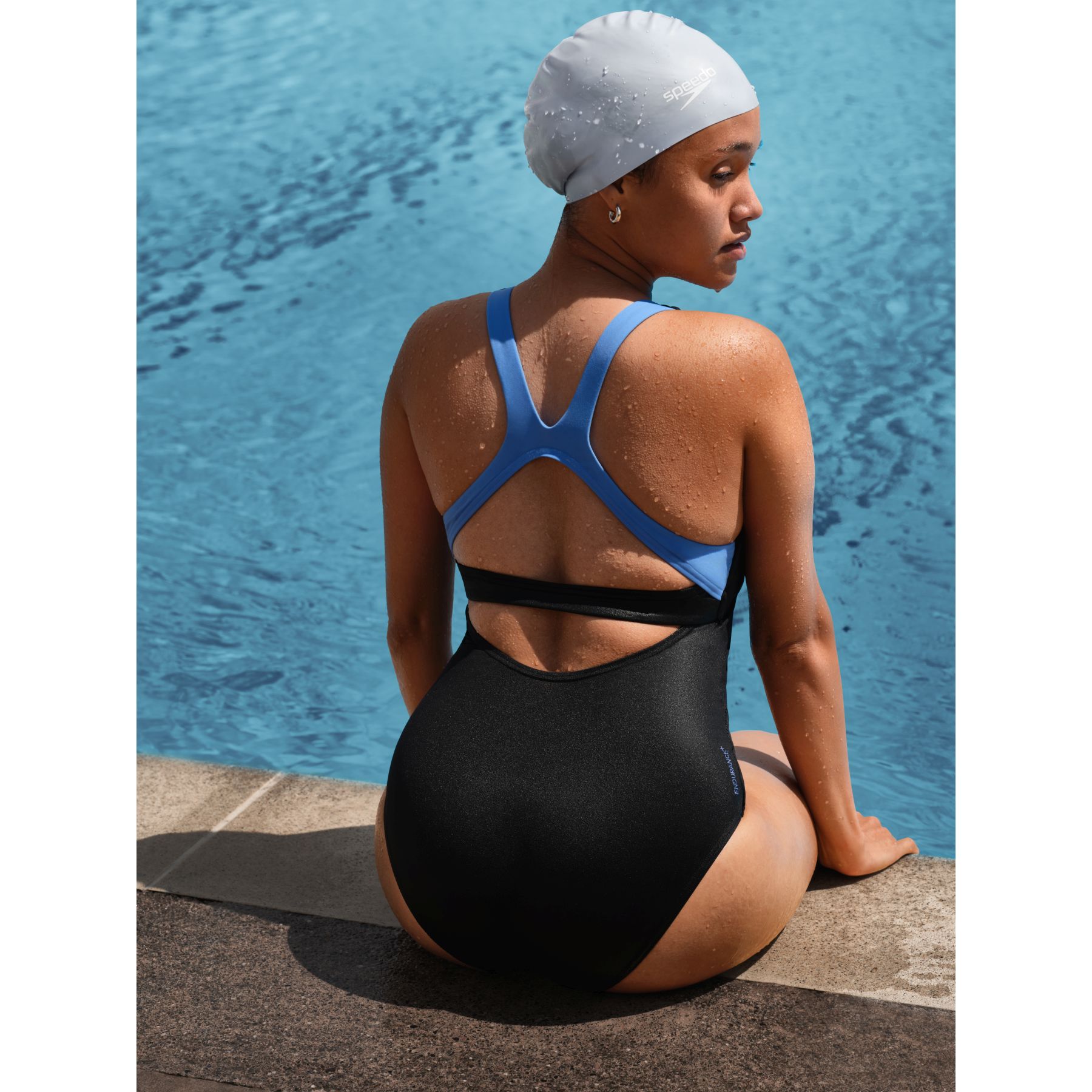 Speedo Flex Band Swimsuit with Integrated Swim Bra Women - black/curious  blue