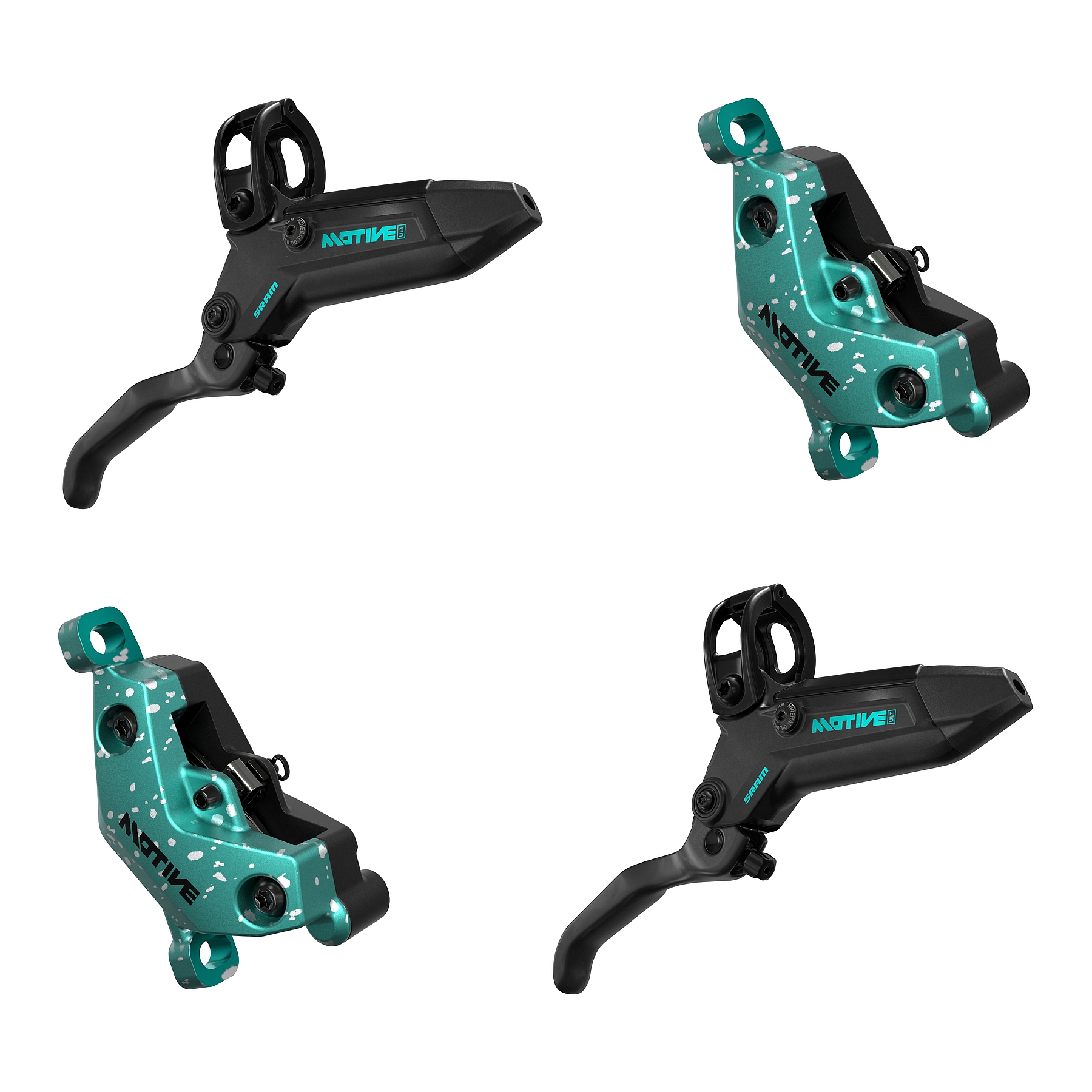 Kuva tuotteesta SRAM MOTIVE Disc Brake - Ultimate Expert Kit | 4-Piston | A1 - Set (Front + Rear) | teal splatter
