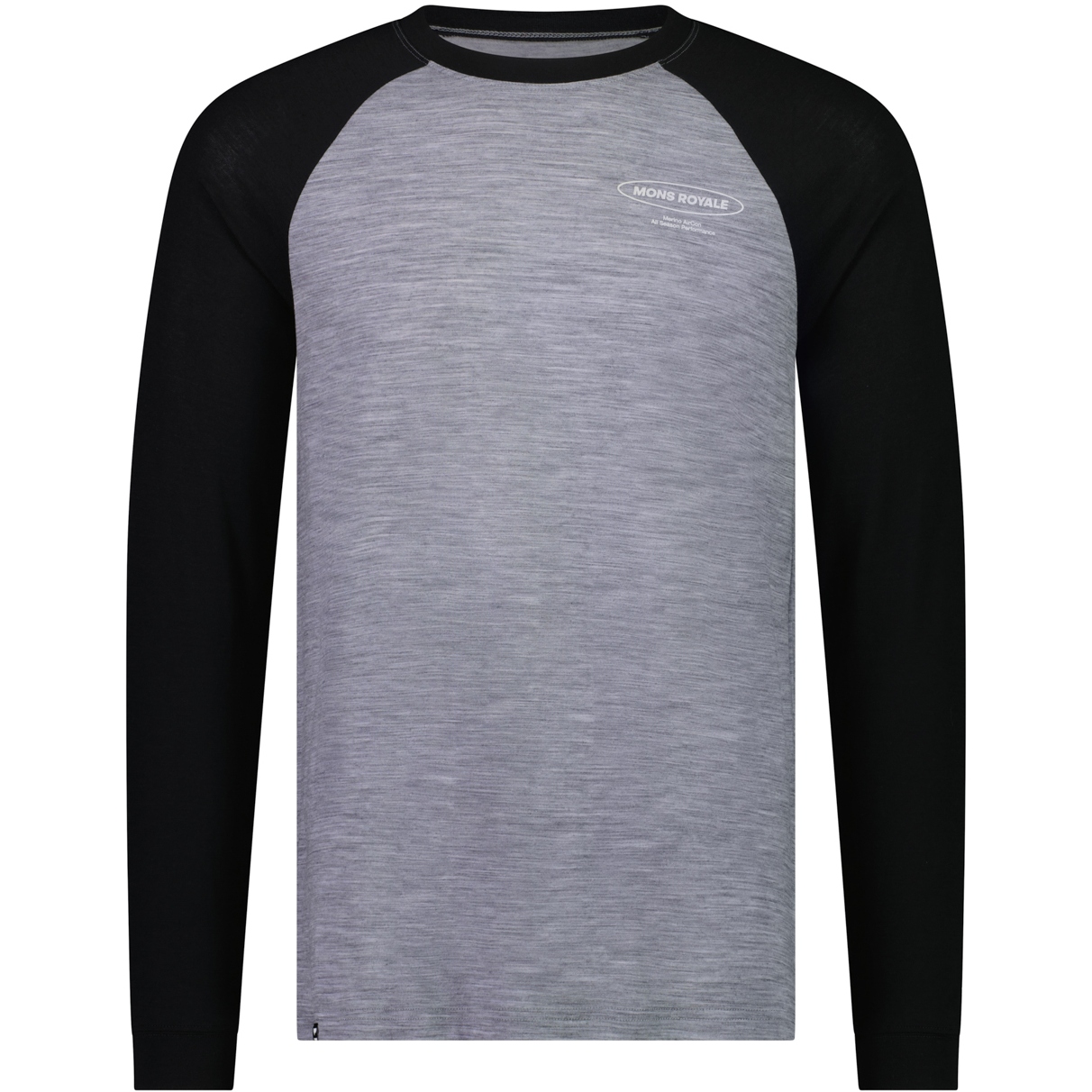 Productfoto van Mons Royale Icon Merino Air-Con Raglan Shirt met Lange Mouwen Heren - grey heather / zwart