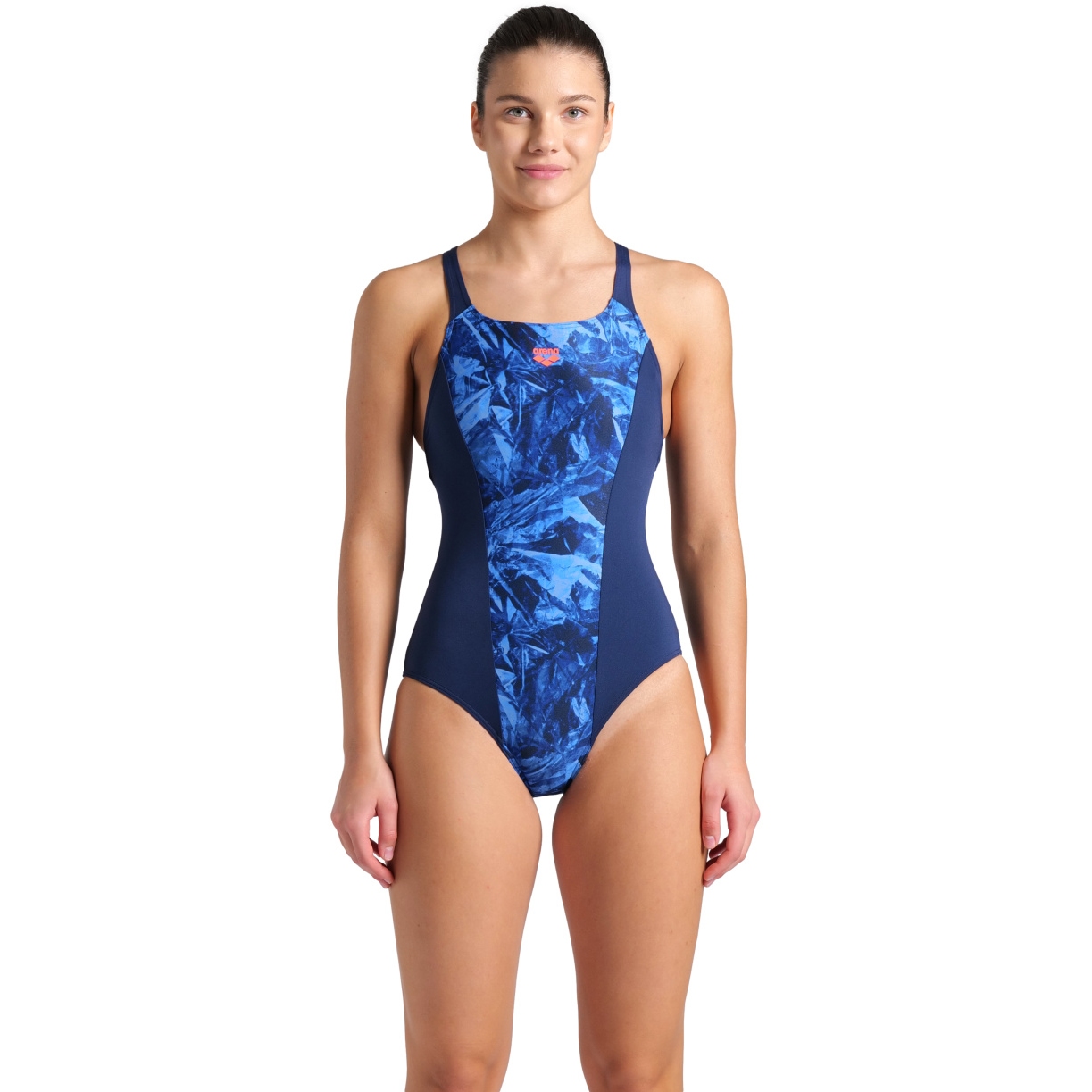 Image of arena Performance Crackle Swim Pro Back Swimsuit Women - Navy/Royal Multi