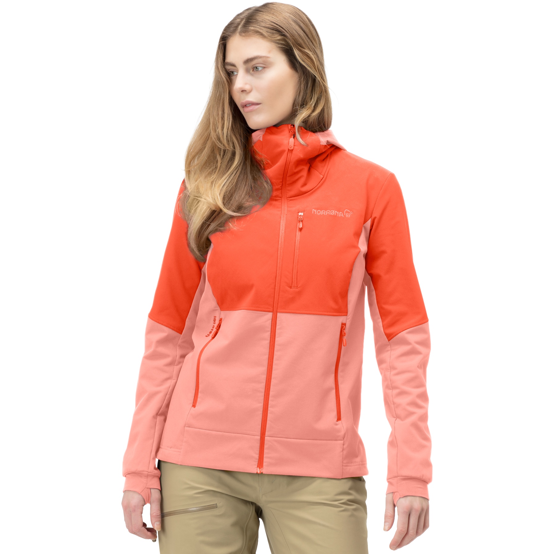 Image of Norrona lofoten hiloflex200 Hood Jacket Women - Orange Alert