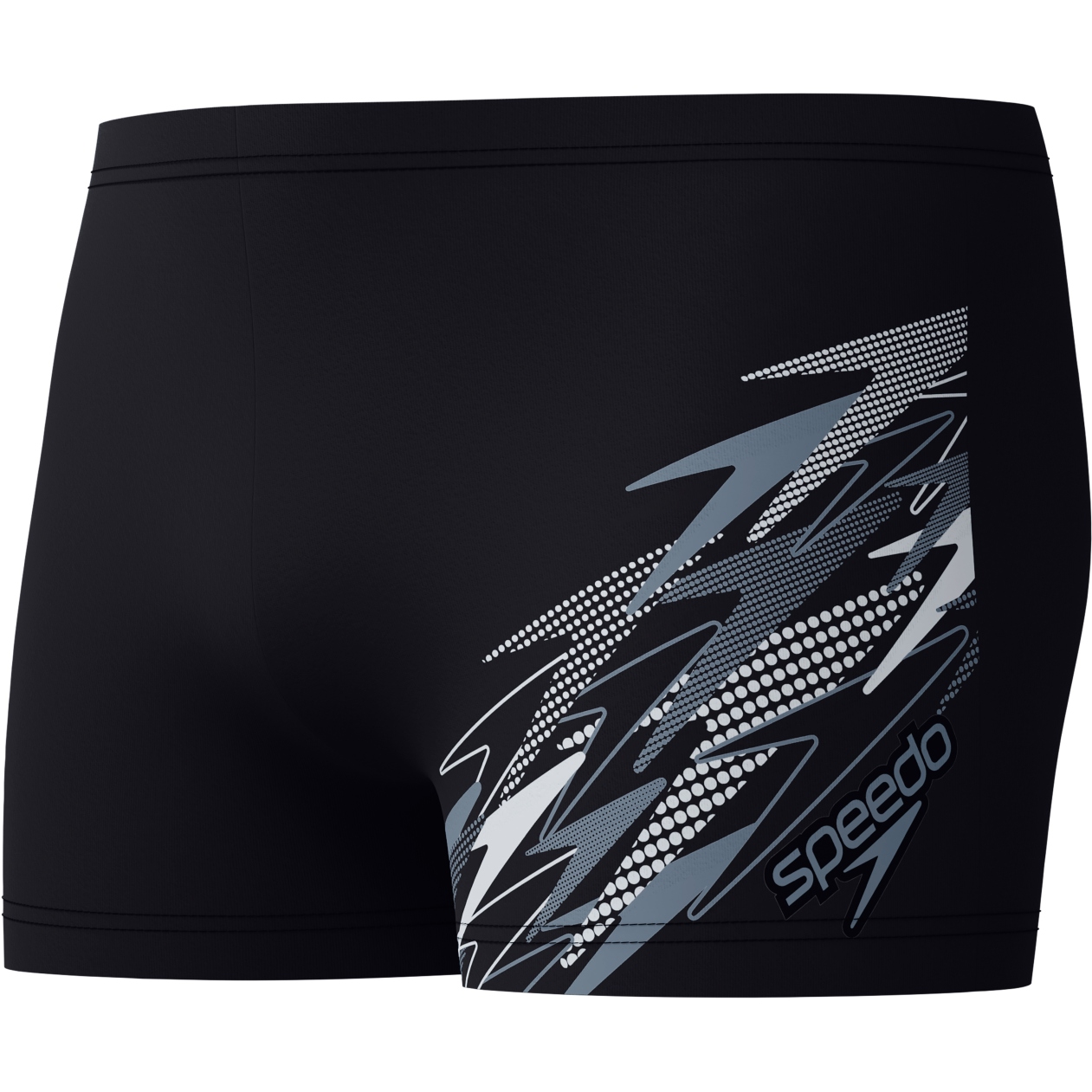 Bañador Tipo Jammer Speedo Medley Logo Para Niños, Negro Con Estampado De Olas, Cintura Ajustable Con Cordón, Tejido EnduraFlex Reciclado Y Resistente Al Cloro, Largo De Pierna 21 Cm