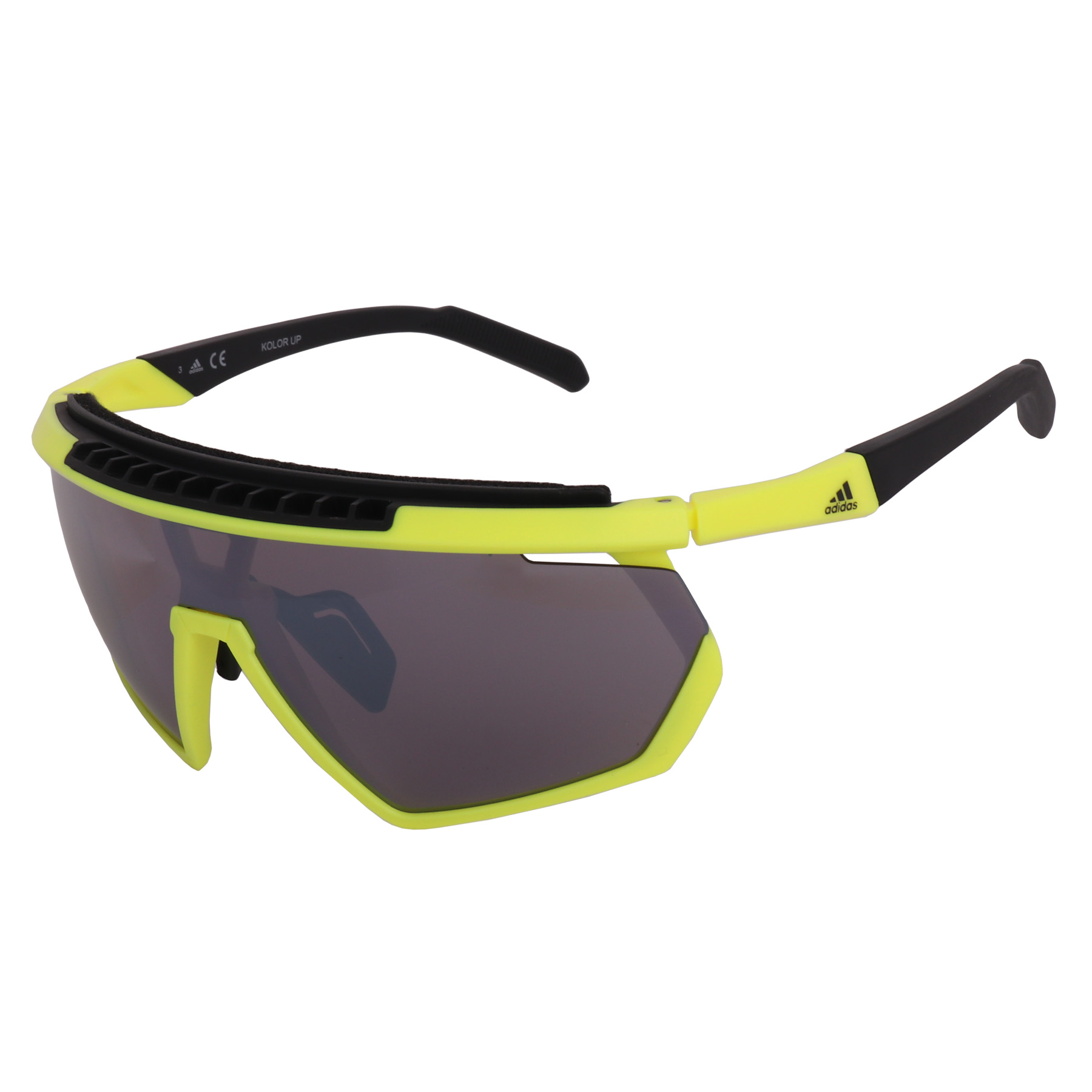Image of adidas Cmpt Aero Pro SP0029-H Sport Sunglasses - Matte Yellow / KOLOR UP Mirror Smoke