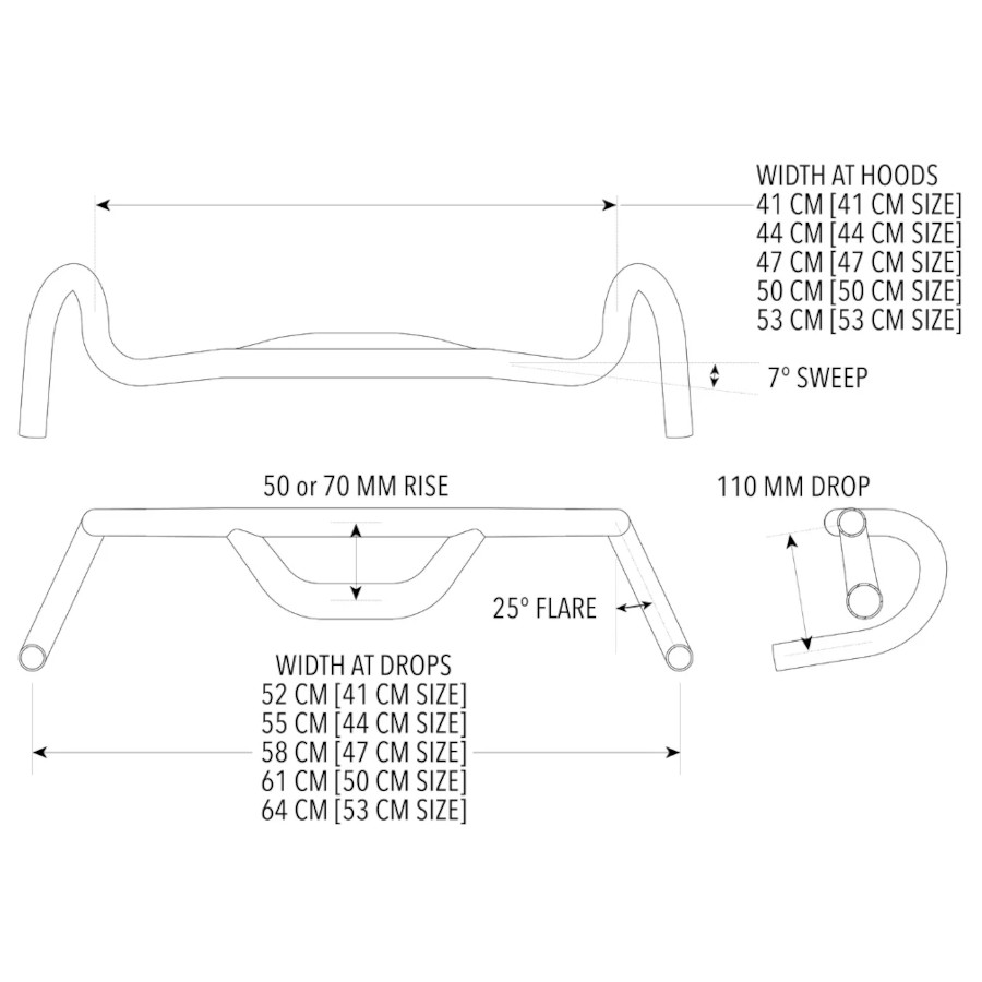 パーツ REDSIFT Top Shelf Handlebar System 50mm Redshift Sports Top Shelf Handlebar 50mm Rise - 25Deg Flare