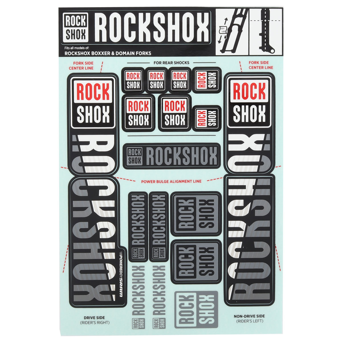 Produktbild von RockShox Decal Kit 35mm Standrohre/Doppelbrücke - BoXXer/Domain Dual Crown