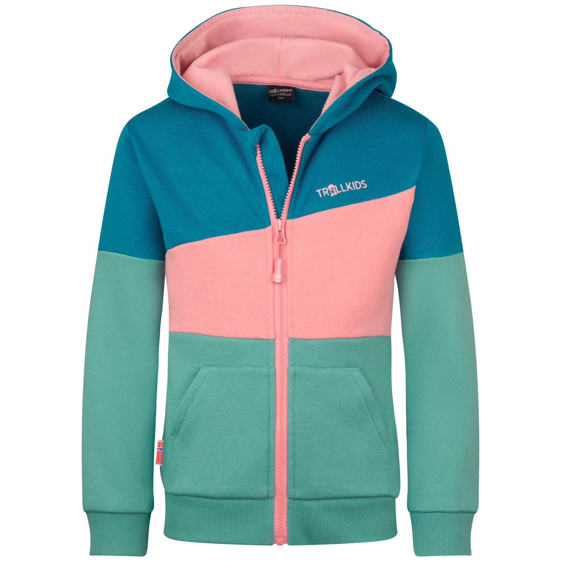 Produktbild von Trollkids Alesund Sweatjacke Kinder - Aqua Haze/Harbor Blue/Peony Rose