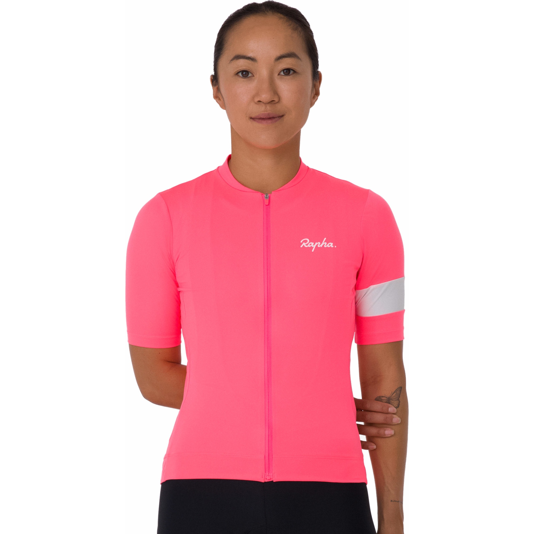 Productfoto van Rapha Core Fietsshirt met Korte Mouwen Dames - high-vis pink/white