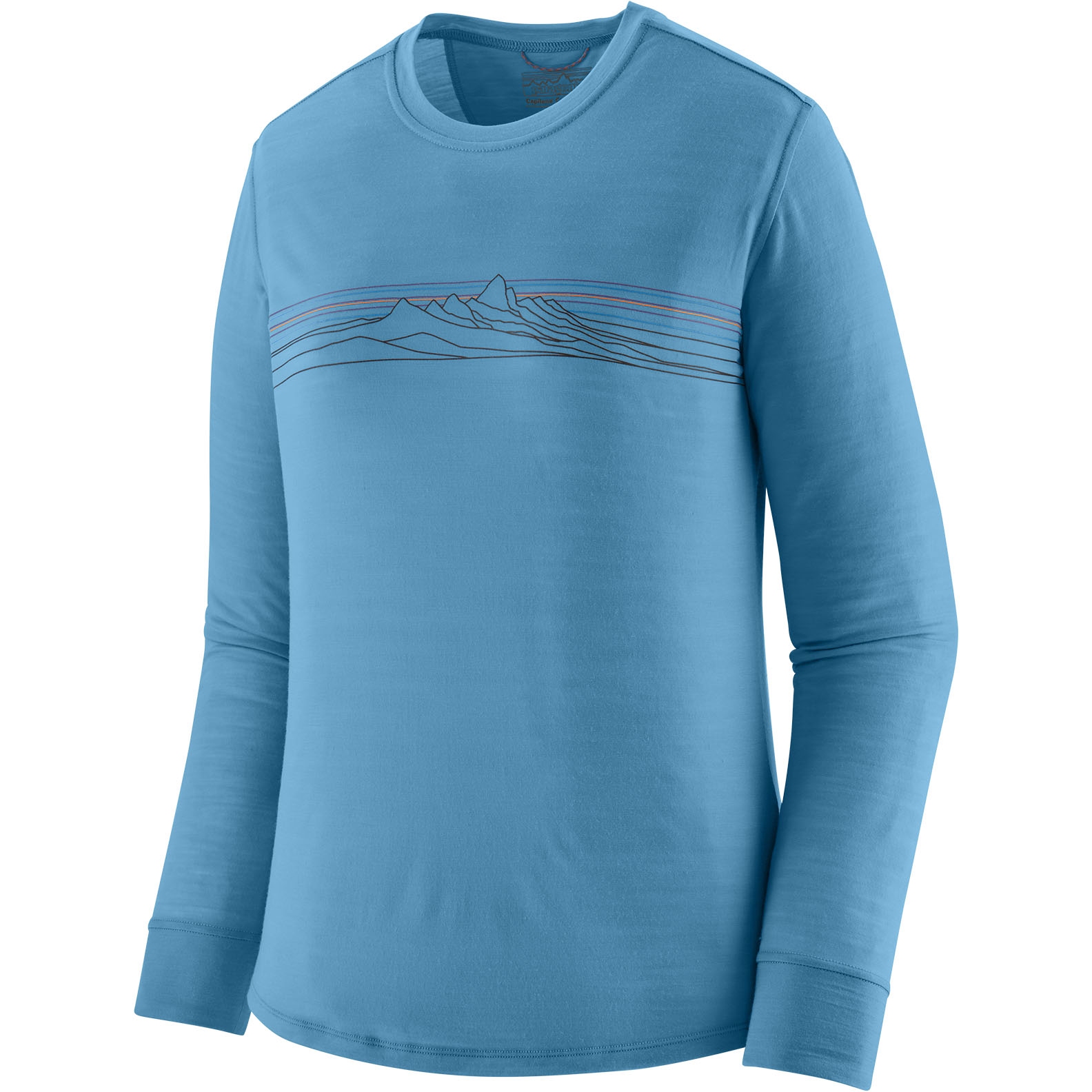 Женская рубашка с длинным рукавом Patagonia Capilene Cool Merino Graphic с длинным рукавом в полоску: Shore Blue синий