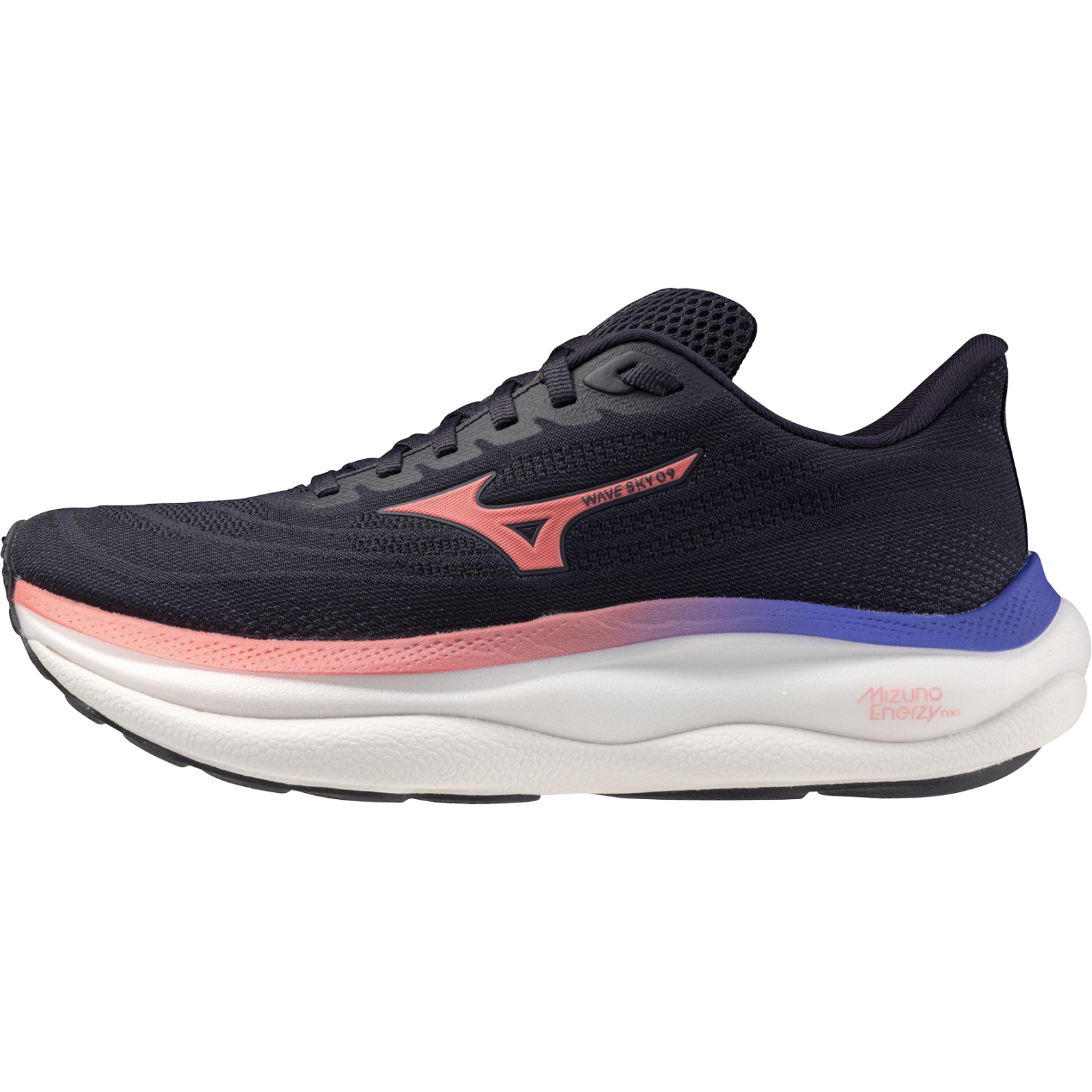 Produktbild von Mizuno Wave Sky 9 Laufschuhe Damen - Odyssey Gray/Striking Coral/Iris Bloom