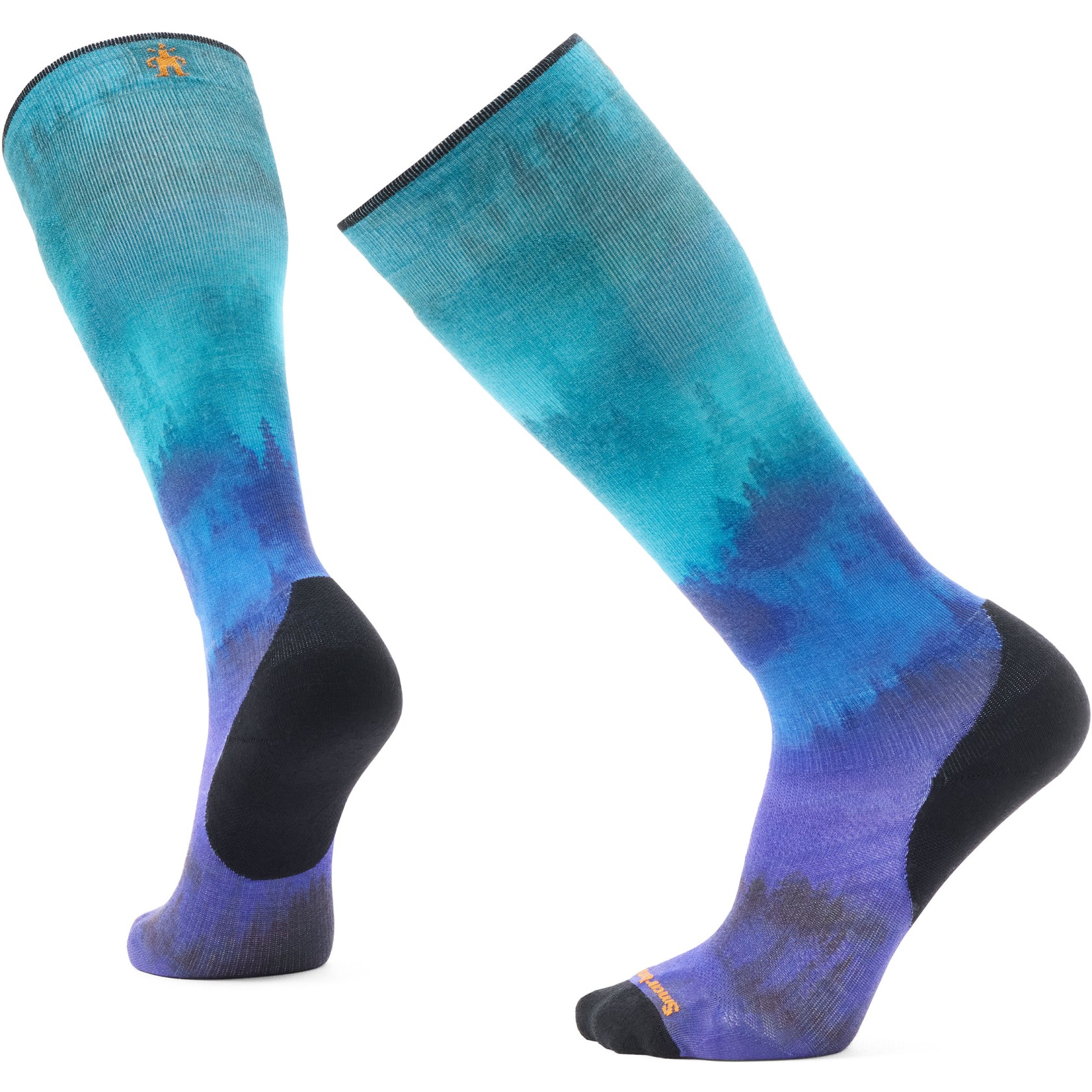 Picture of SmartWool Targeted Cushion Compression Print OTC Ski Socks - 001 black