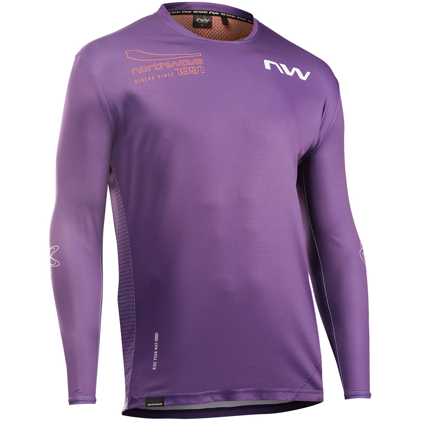 Picture of Northwave Edge 2 Long Sleeve Jersey Men - dark purple/orange 128