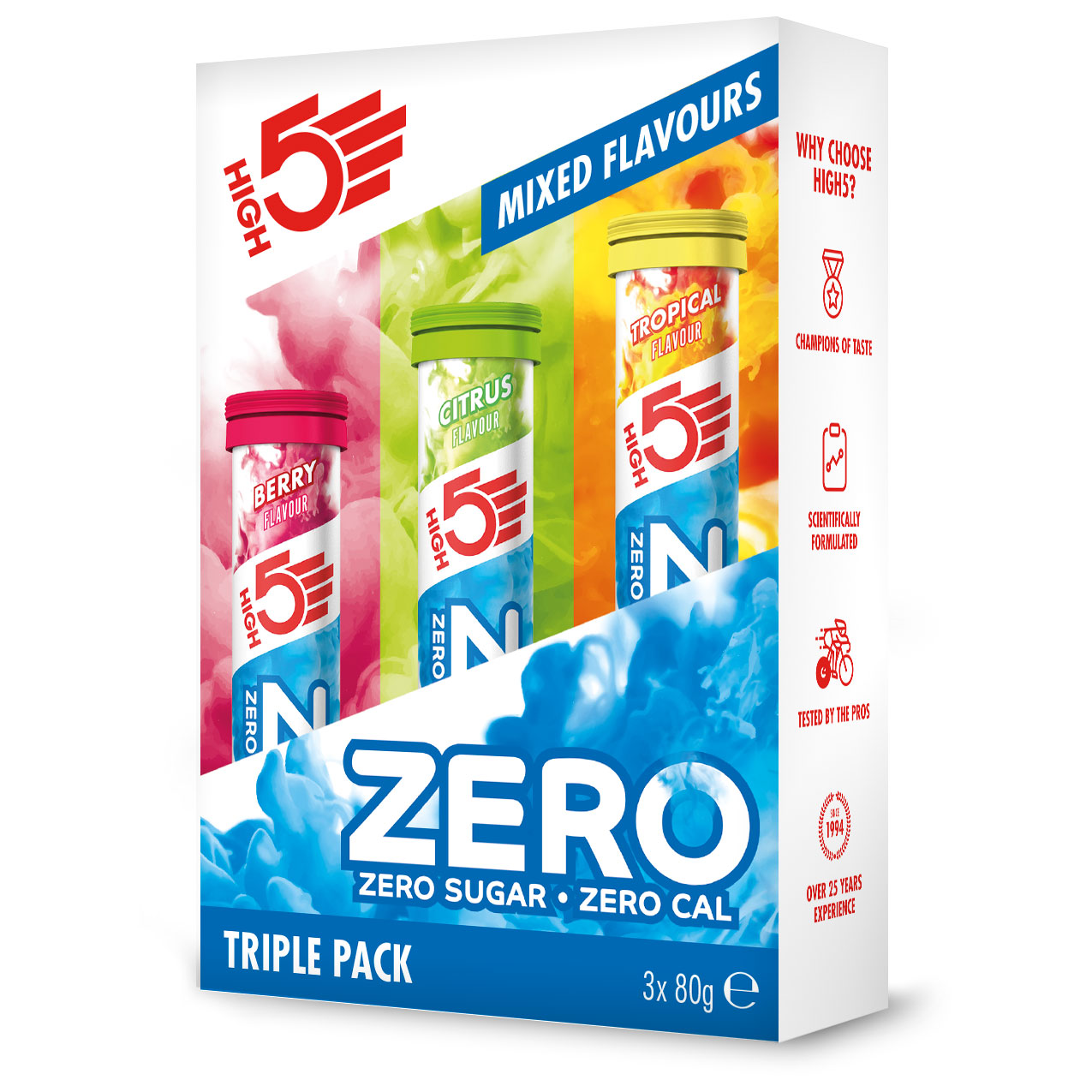 Productfoto van High5 Zero Triple Pack - Electrolyte Sports Drink - 3x 20 Effervescent Tablets