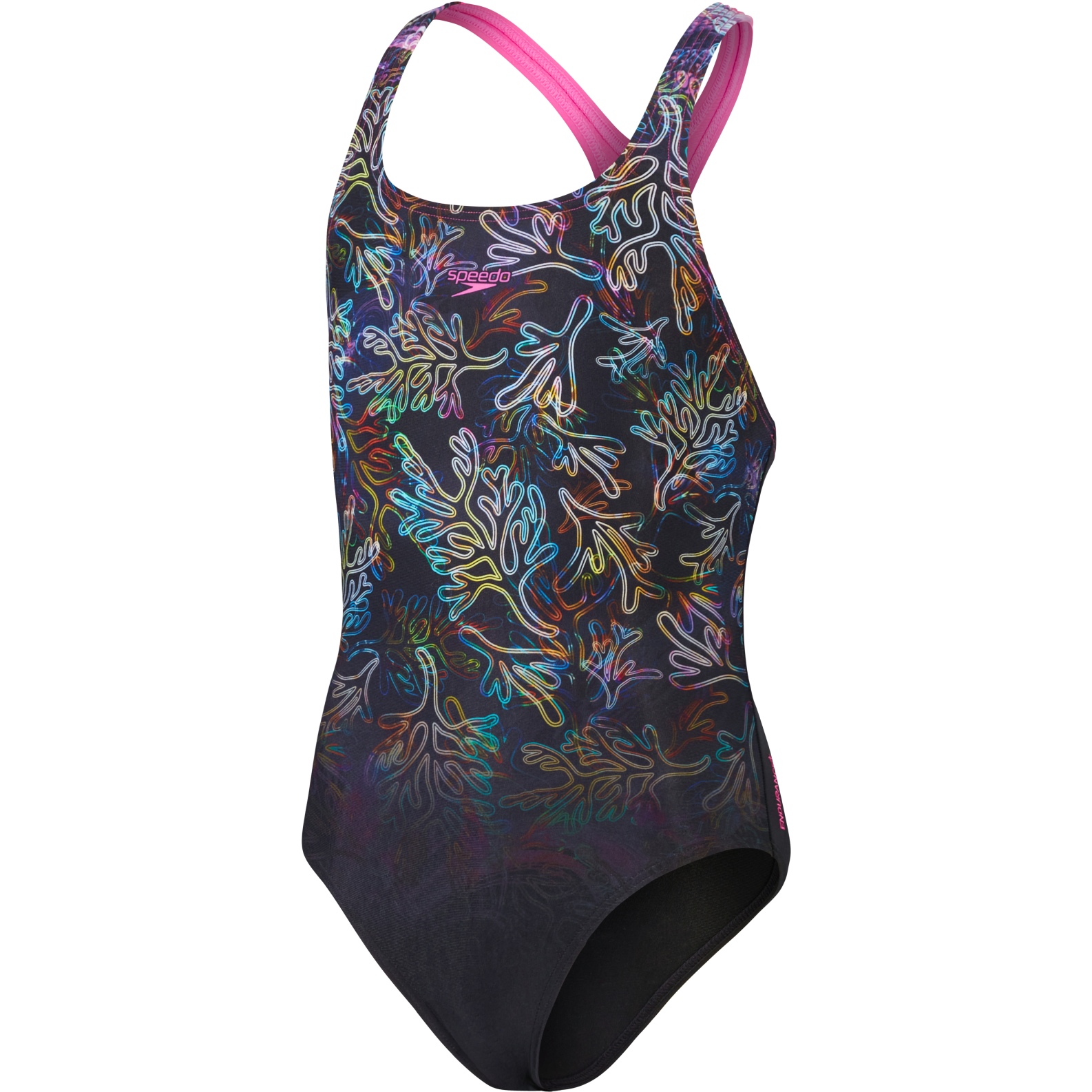 Speedo Digital Placement Medalist Girls Bathing Suit - Black/Orchid ...