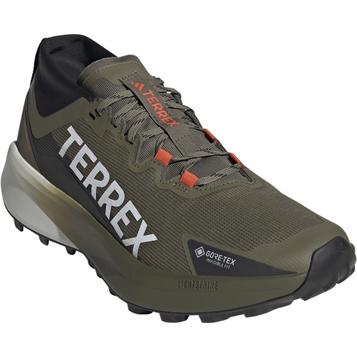 Picture of adidas TERREX Agravic GORE-TEX Trailrunning Shoes Men - olive strata/white/semi impact orange JP7252