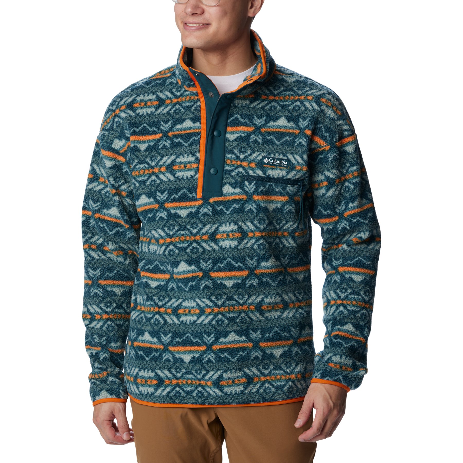 Picture of Columbia Helvetia Half Snap Fleece Pullover - Night Wave Checkered Peaks Multi