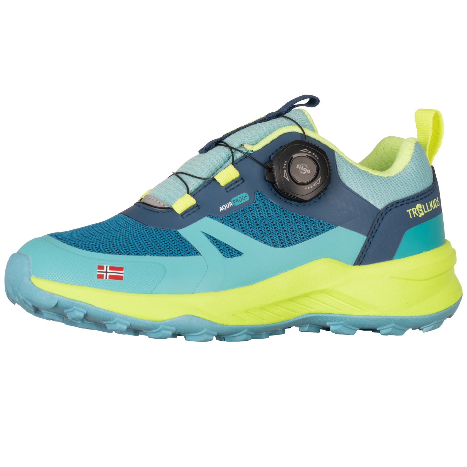Треккинговые ботинки Trollkids Trollfjord Low XT для детей - Harbor Blue/Spring Leaf/Aqua Haze