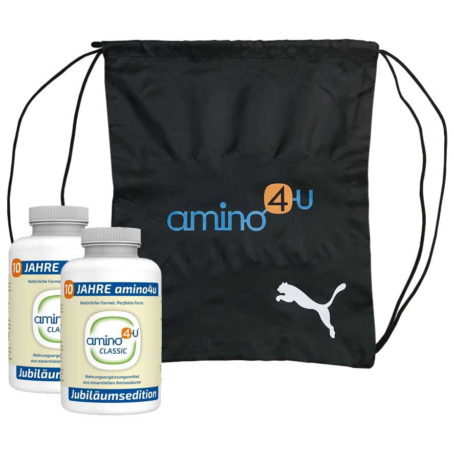 Bild von amino4u Classic Aminosäuren Nahrungsergänzung - 2x 300 Tabletten +  PUMA Gym Bag Trainingstasche